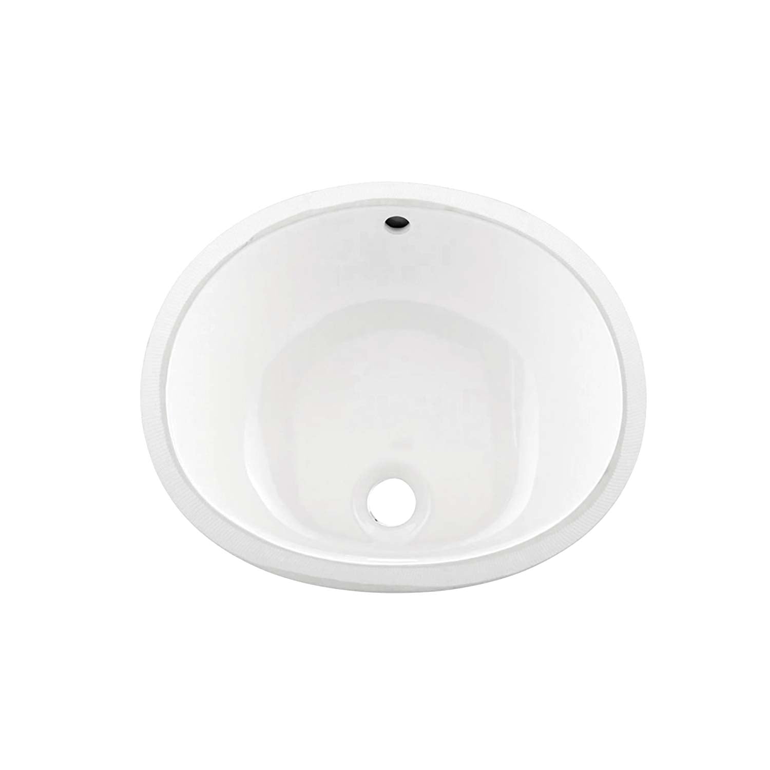 White oval bathroom sink with textured rim and single faucet hole