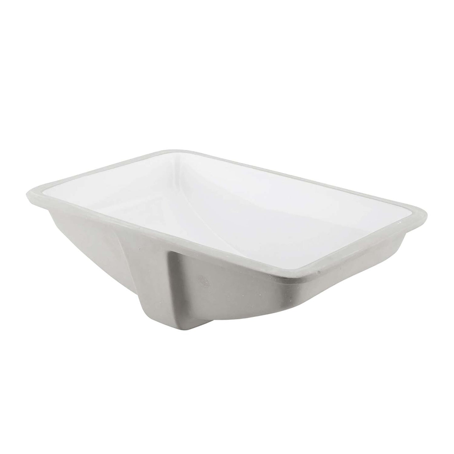 Rectangular white ceramic bathroom sink with grey exterior inset design