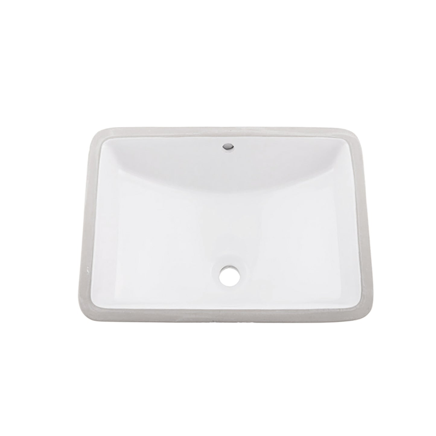 White rectangular ceramic undermount sink with gray border