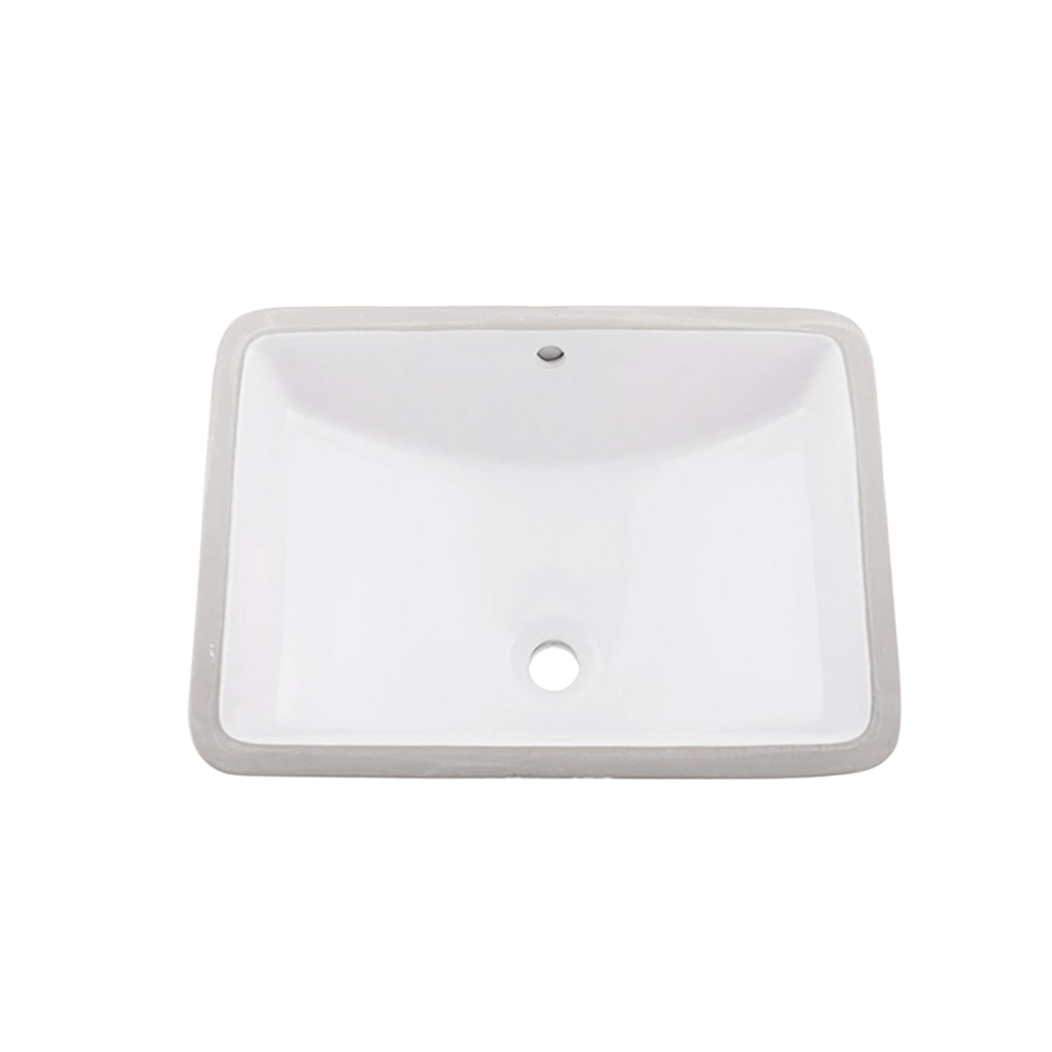 White rectangular ceramic undermount sink with gray border