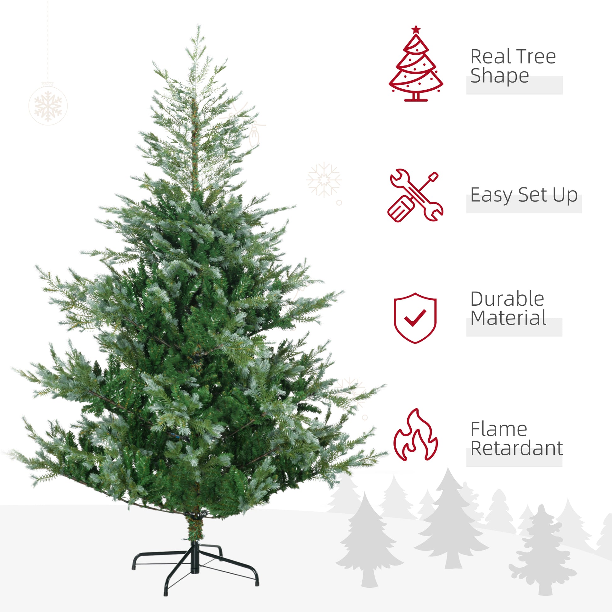 Realistic shape artificial Christmas tree with durable material and easy setup