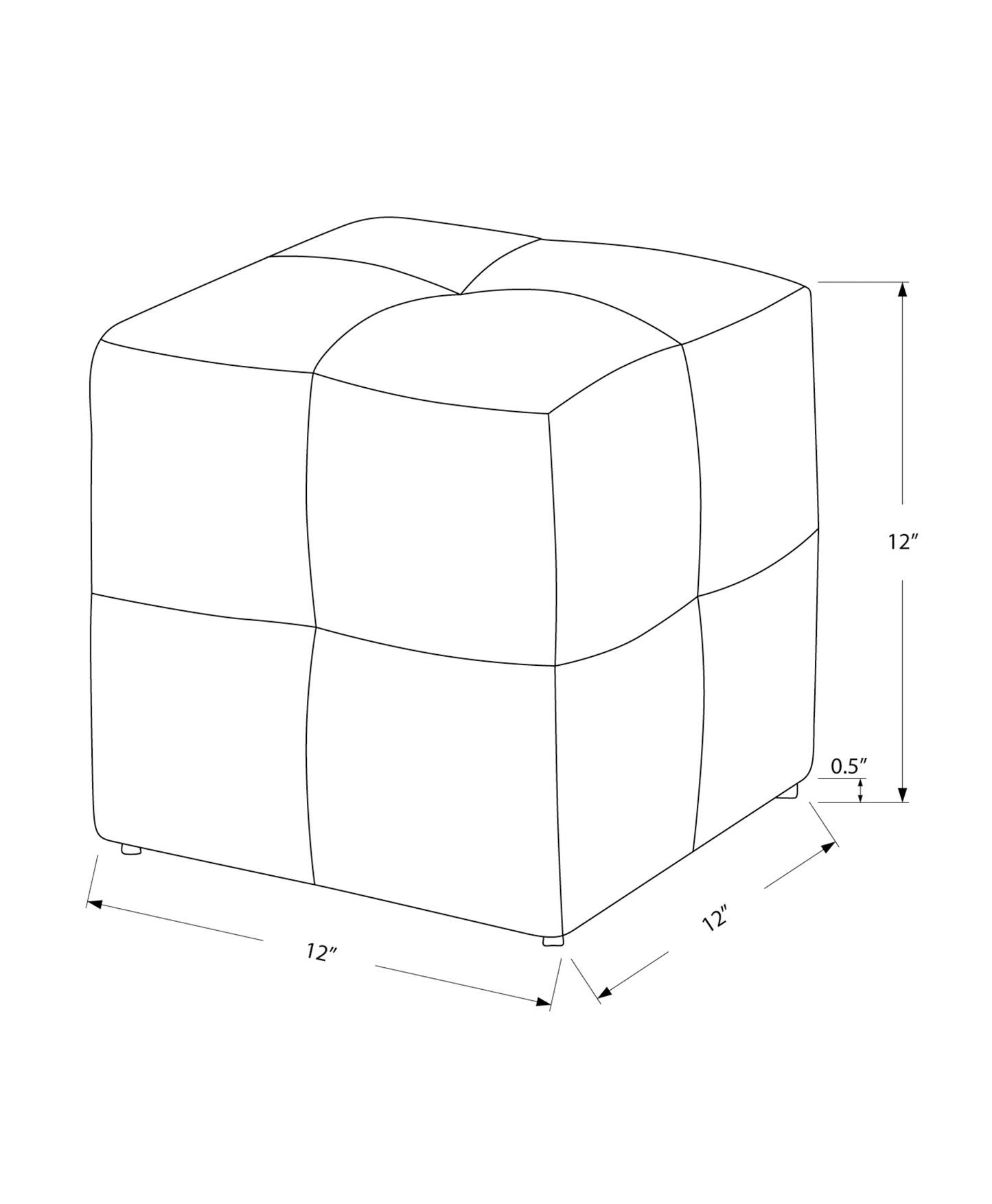 Quilted cube ottoman with tufted top inch dimensions