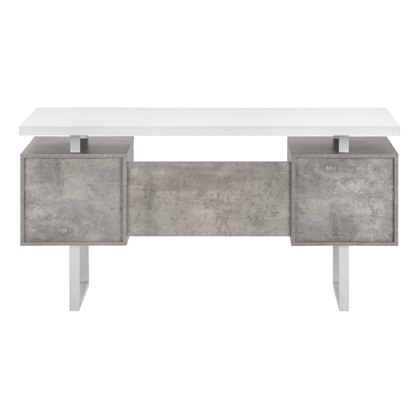 Modern white and grey concrete desk with metal legs ideal for home office