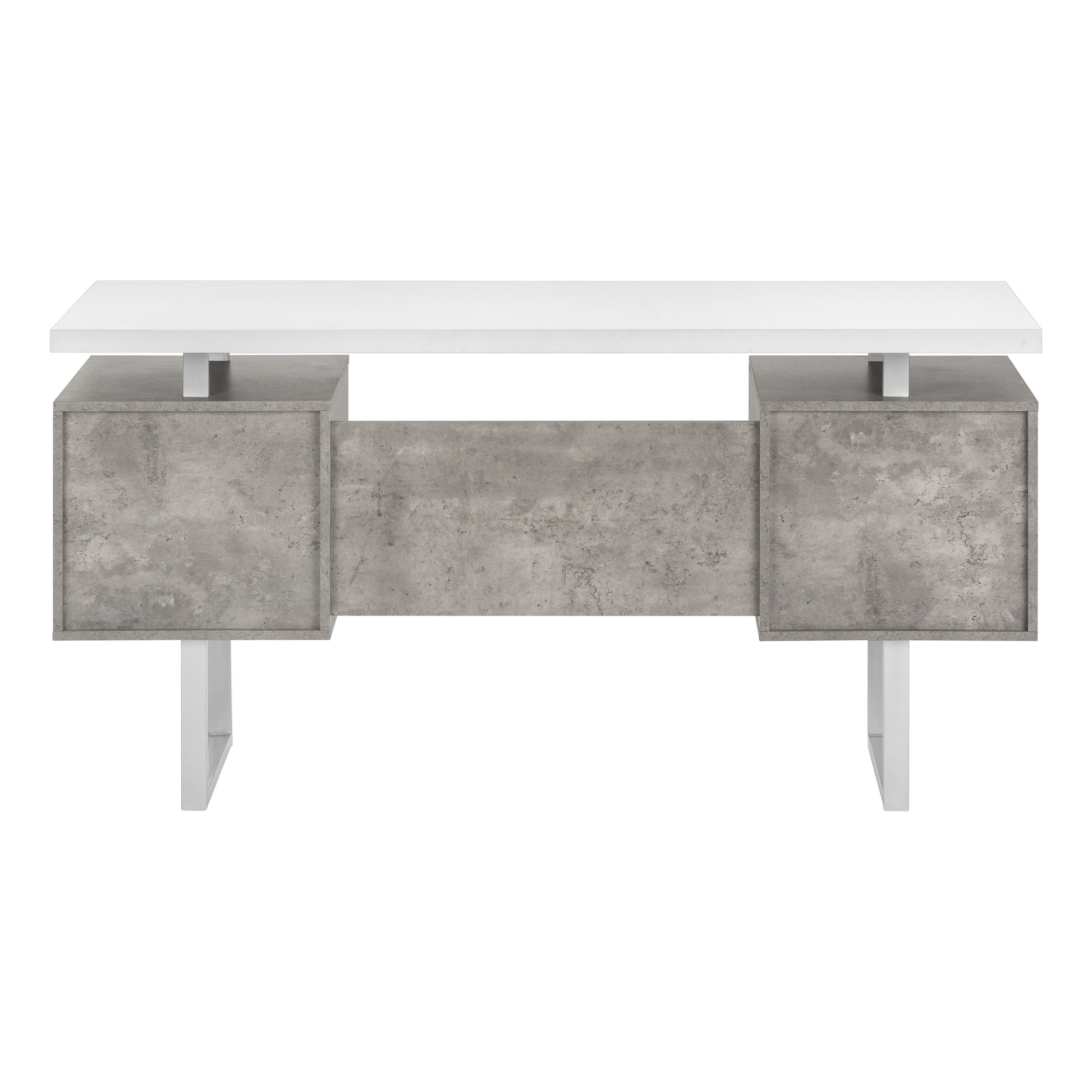Modern white and grey concrete desk with metal legs ideal for home office