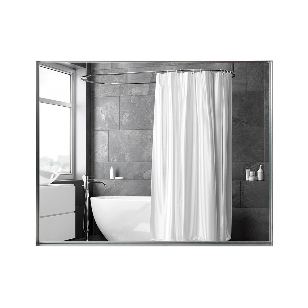 White polyester shower curtain neutral tone for modern bathrooms