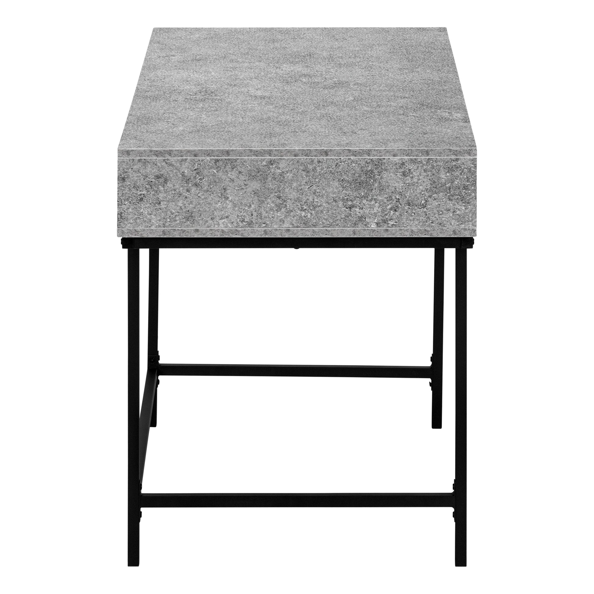 Gray concrete side table with black metal legs