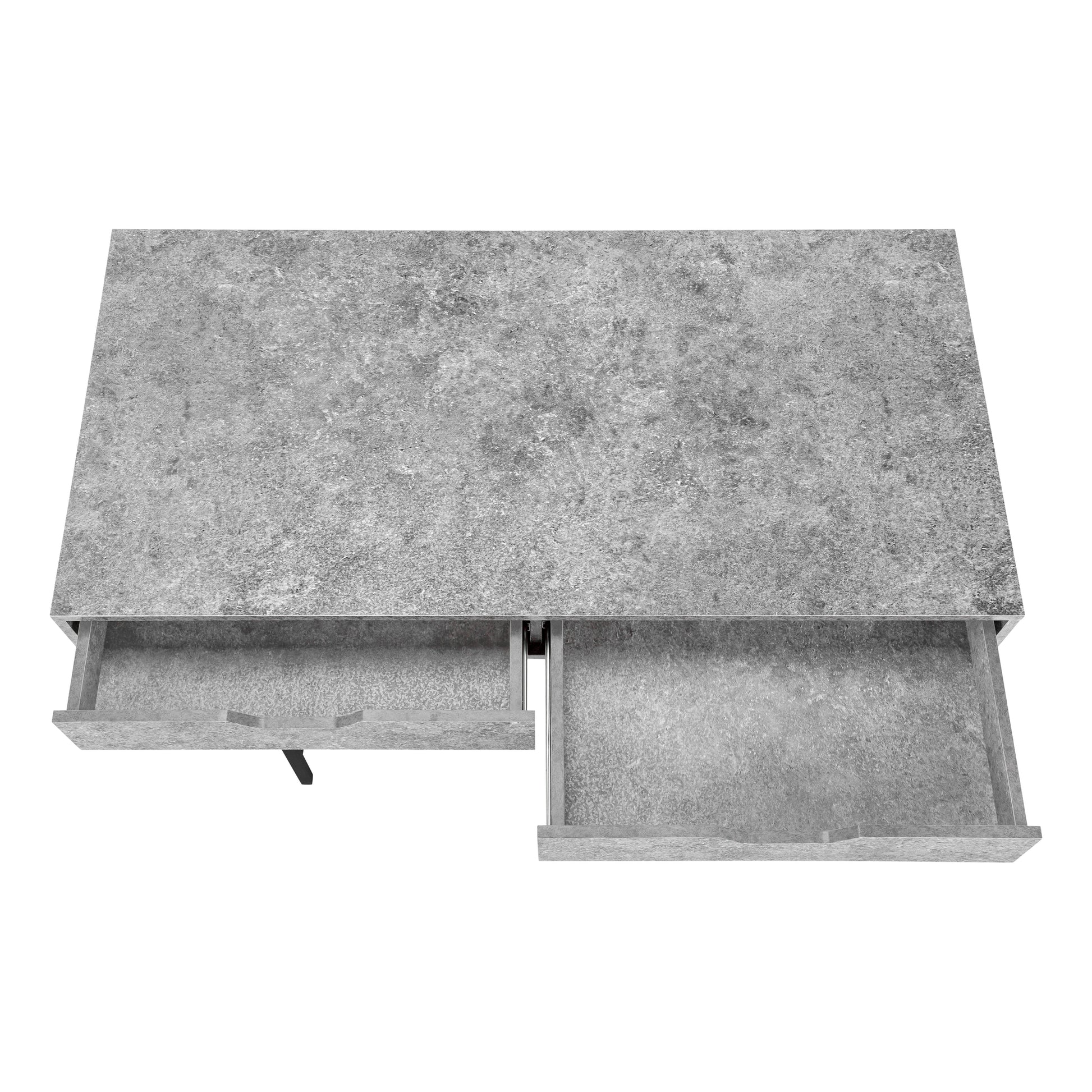 Gray textured desk with two open drawers modern office furniture
