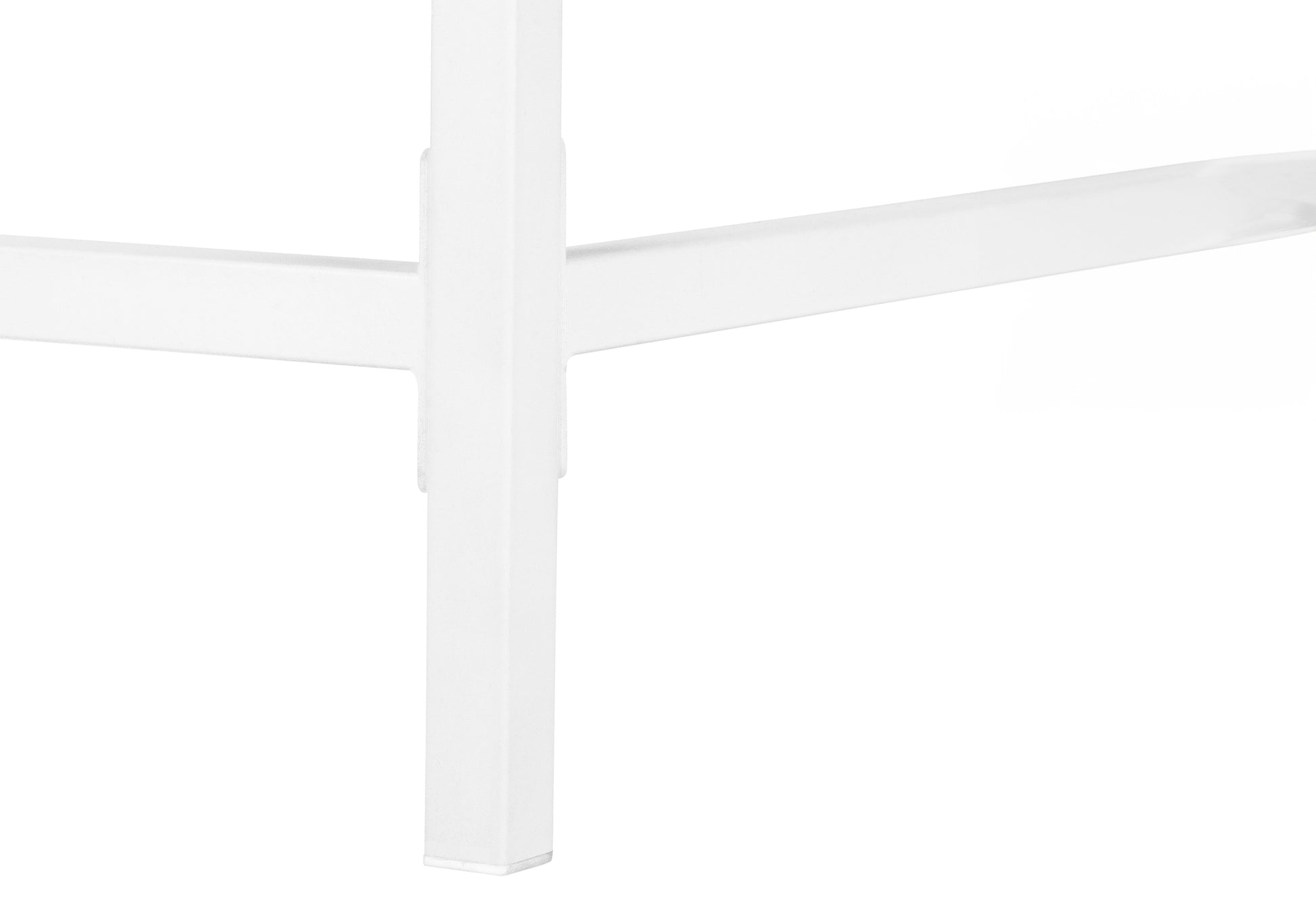 White metal desk leg with adjustable height mechanism for modern office setups