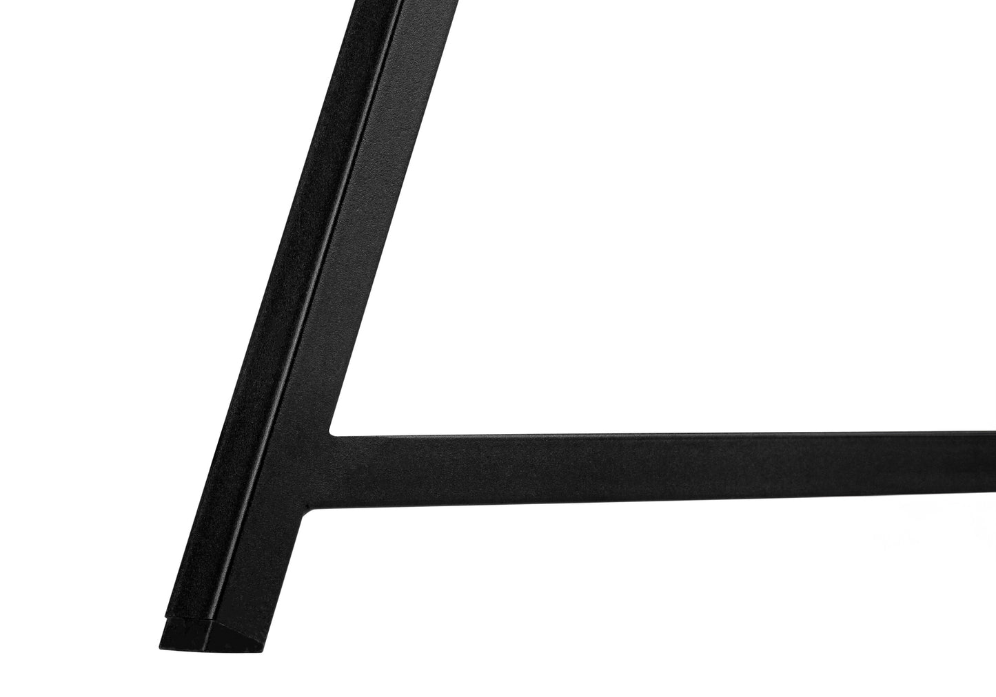 Matte black metal table leg with a modern geometric design offering industrial style