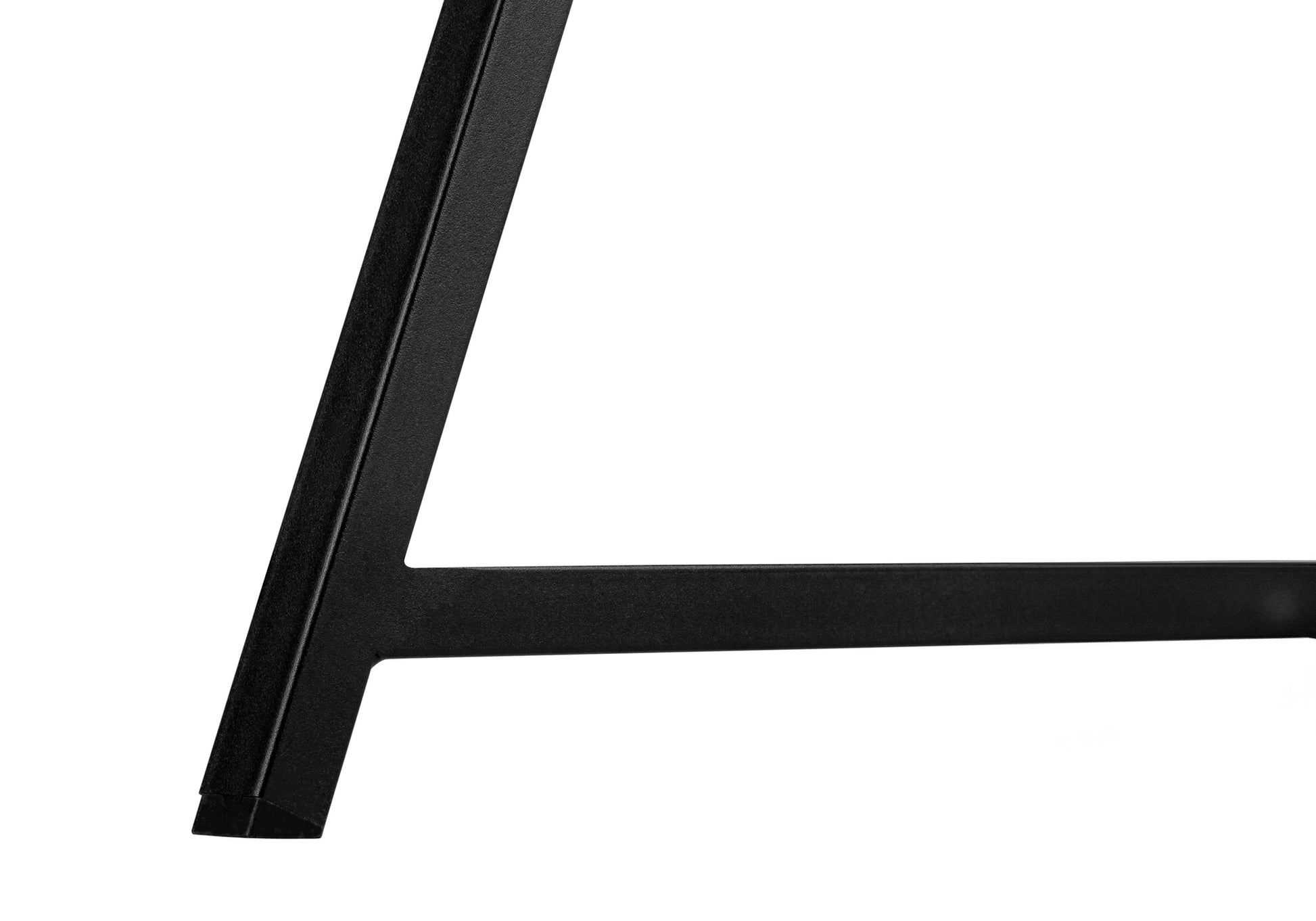 Black metal table leg with a textured finish modern design
