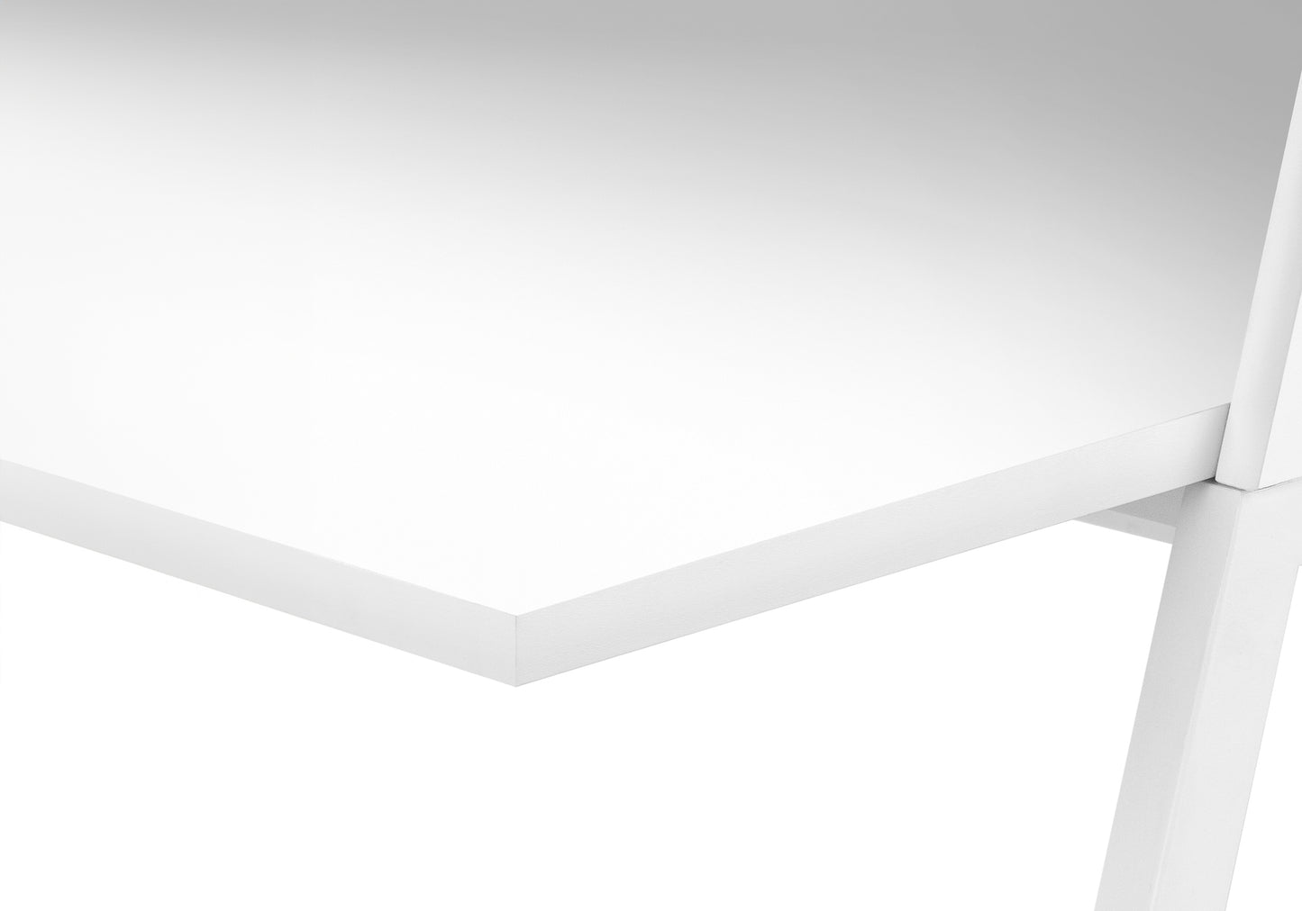 White wooden desk corner with clean lines ideal for modern home office