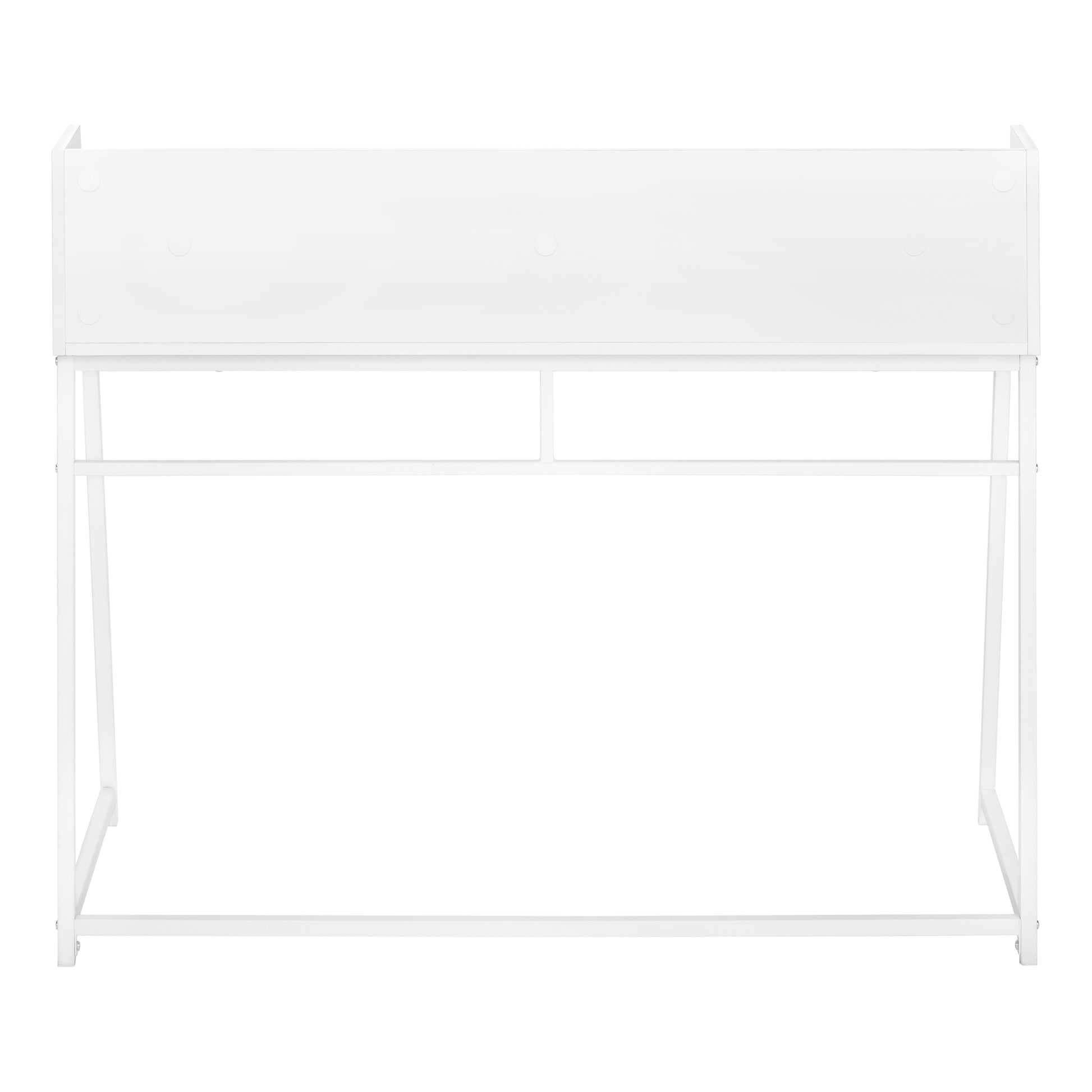 Minimalist white metal garment rack with a clean modern design for clothing storage