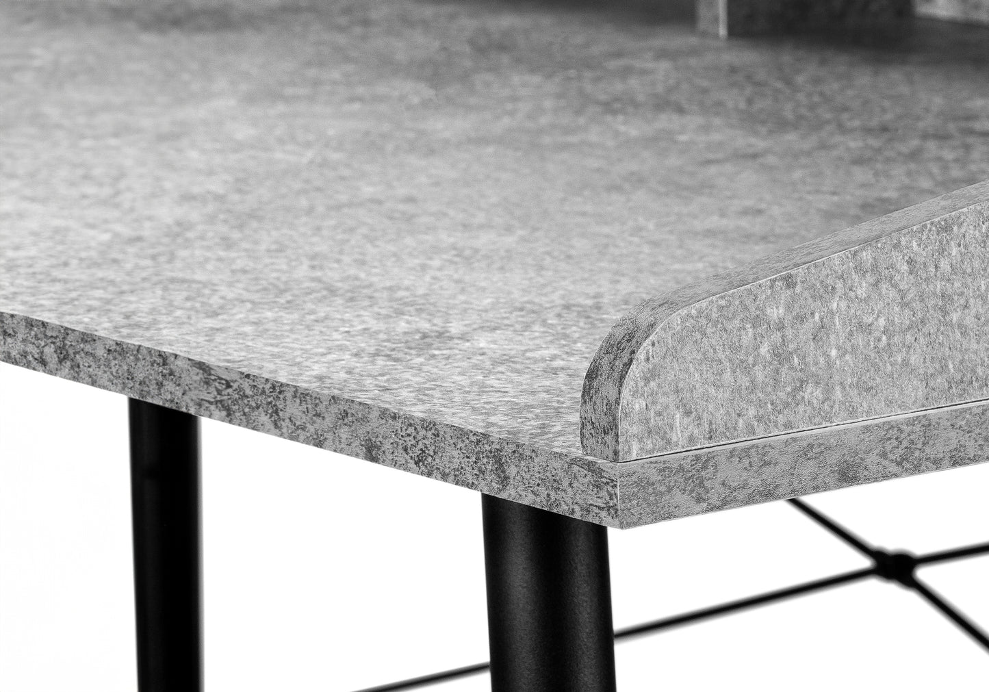 Modern speckled grey laminate desk with black legs