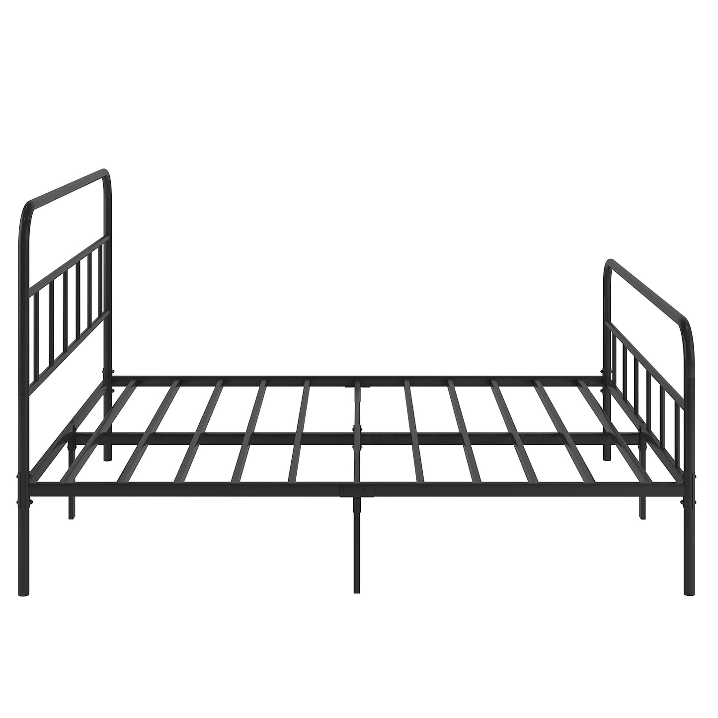 Black metal twin bed frame with slatted support