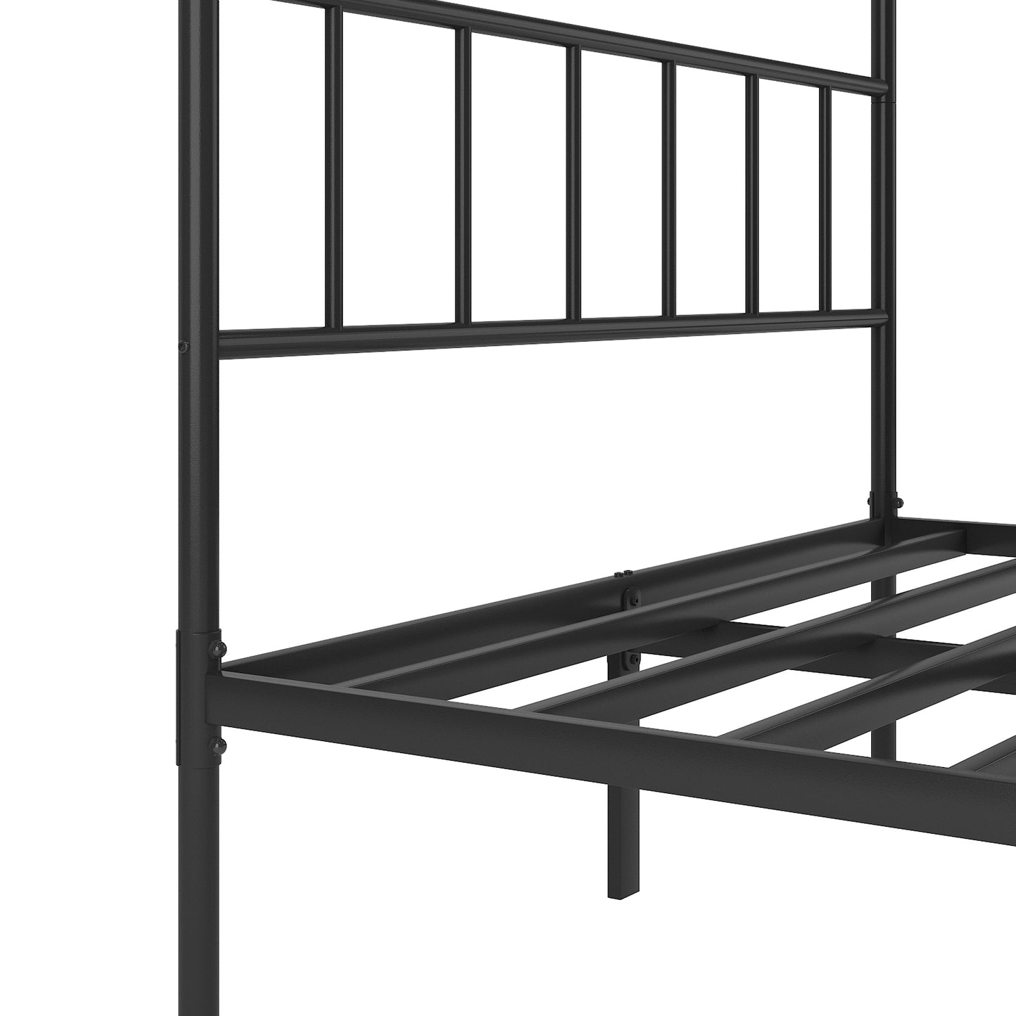 Durable Metal Platform Bed Frame with Headboard - Queen Size - Black