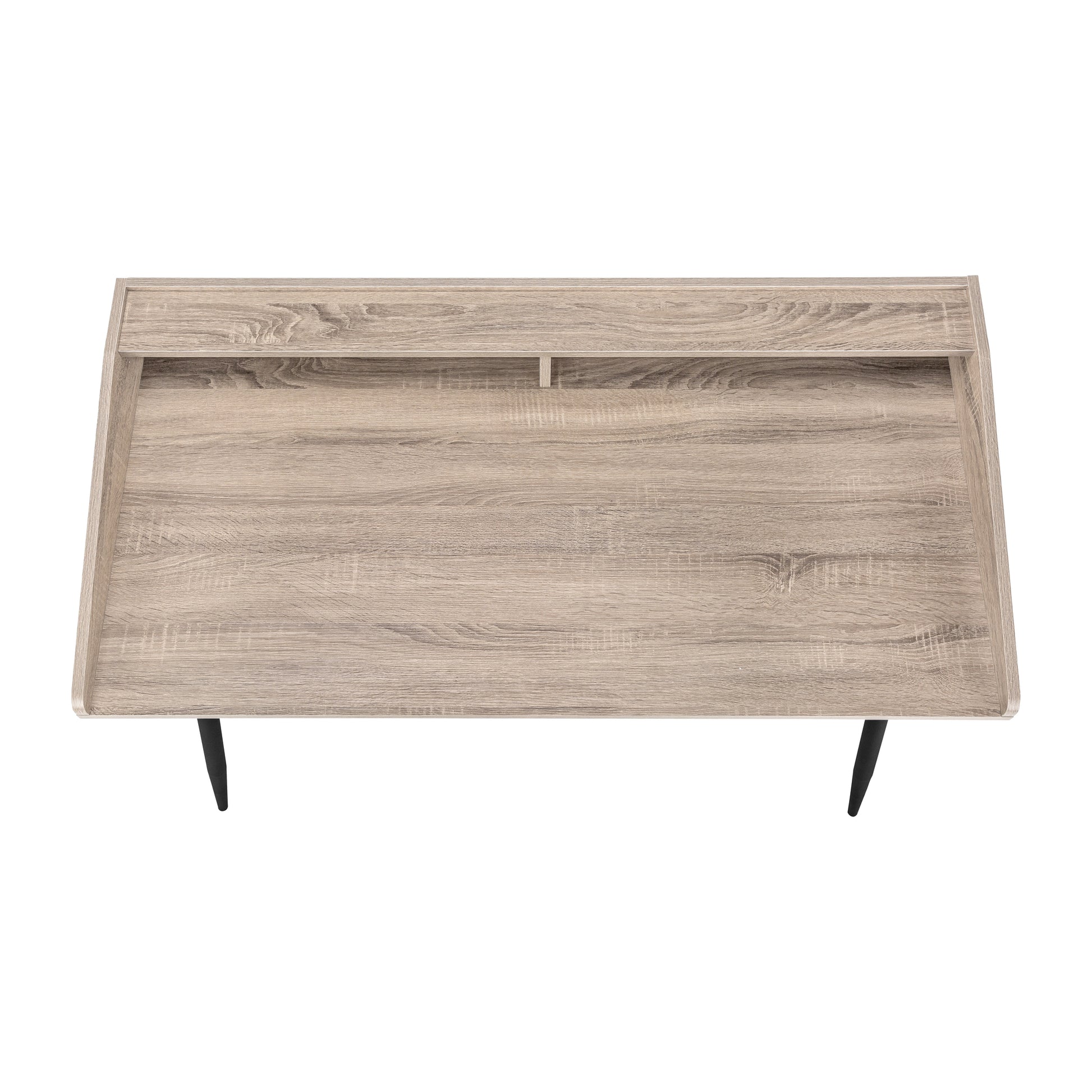 Light oak veneer modern writing desk with minimalist black legs