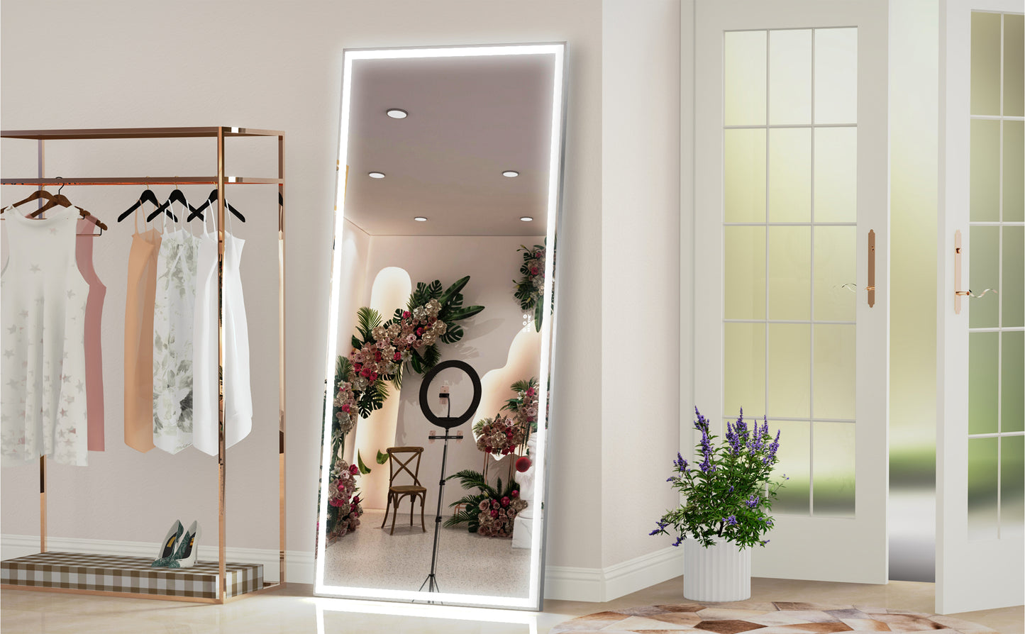 Fulllength standing mirror with LED light