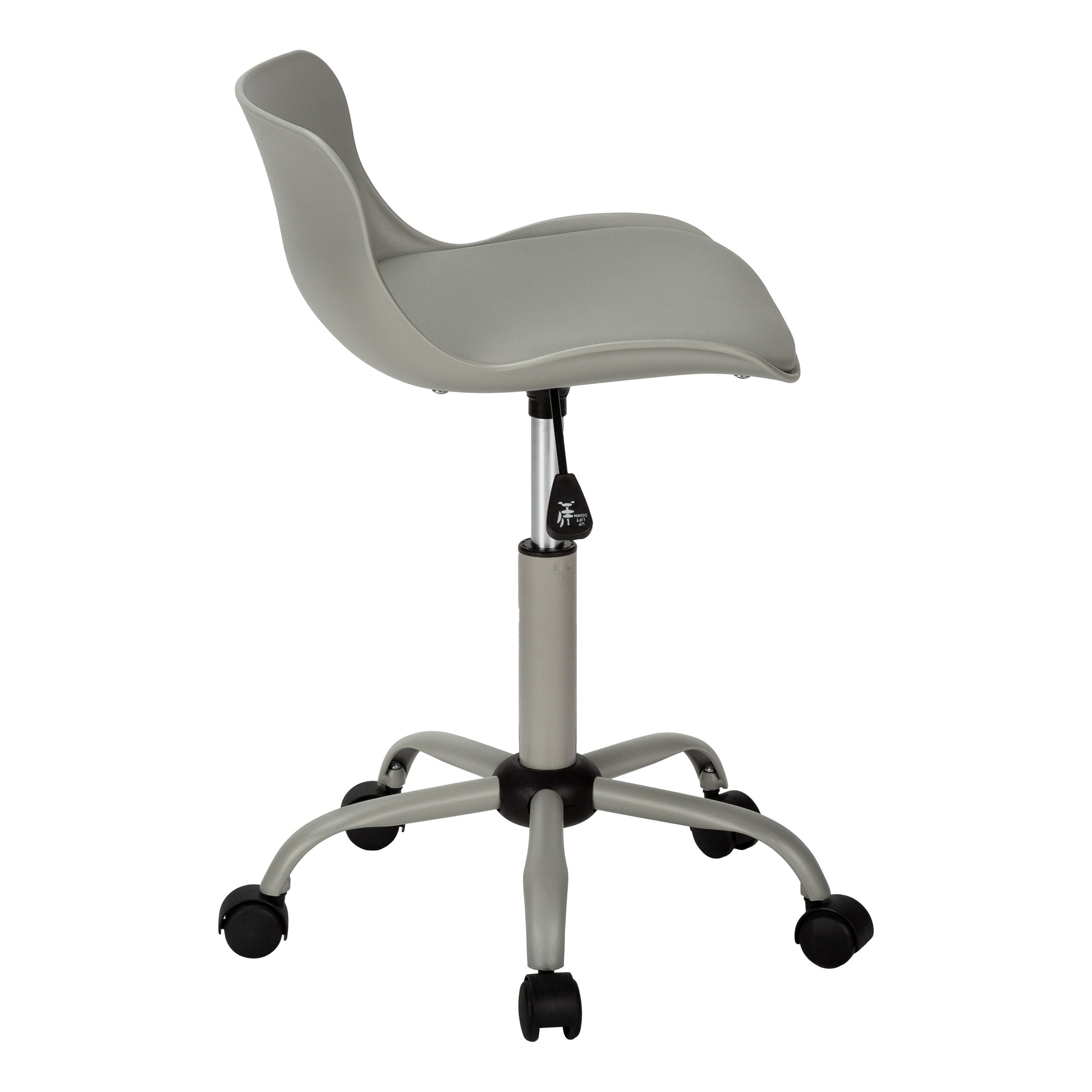 Gray ergonomic office chair with adjustable height and fivestar base