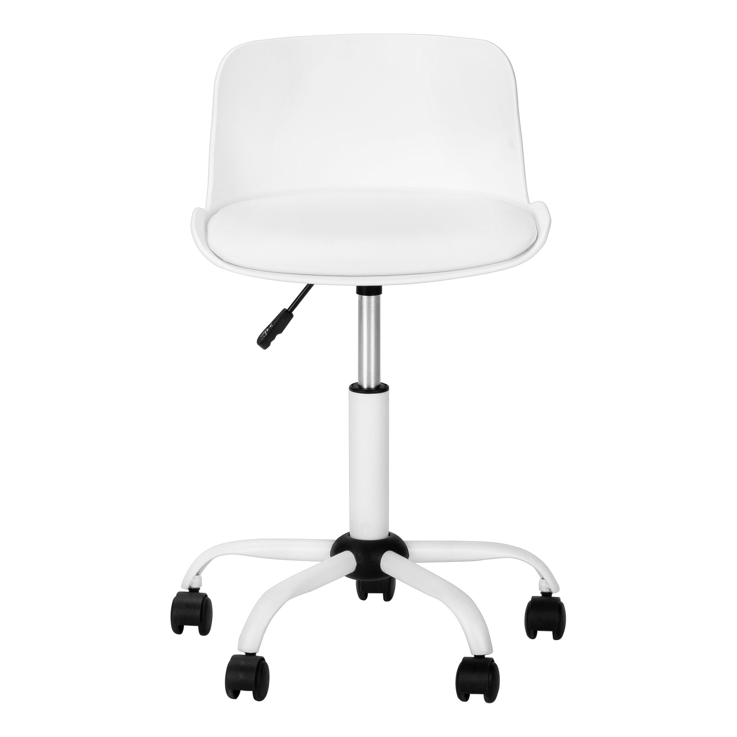 White adjustable office chair with cushioned seat and back