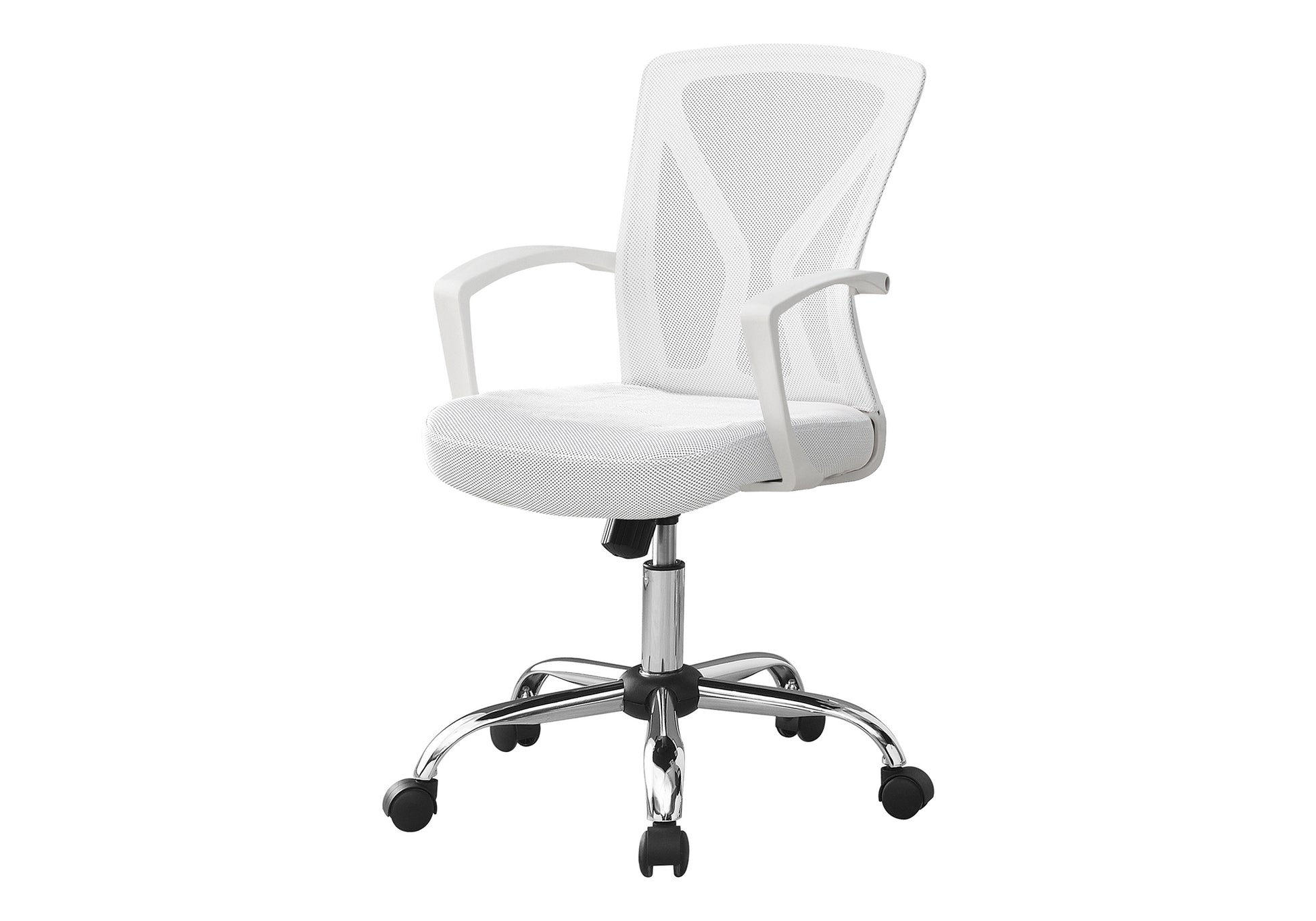 White mesh ergonomic office chair with adjustable height and lumbar support