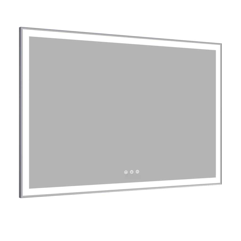 Modern rectangular LED bathroom mirror with touch controls
