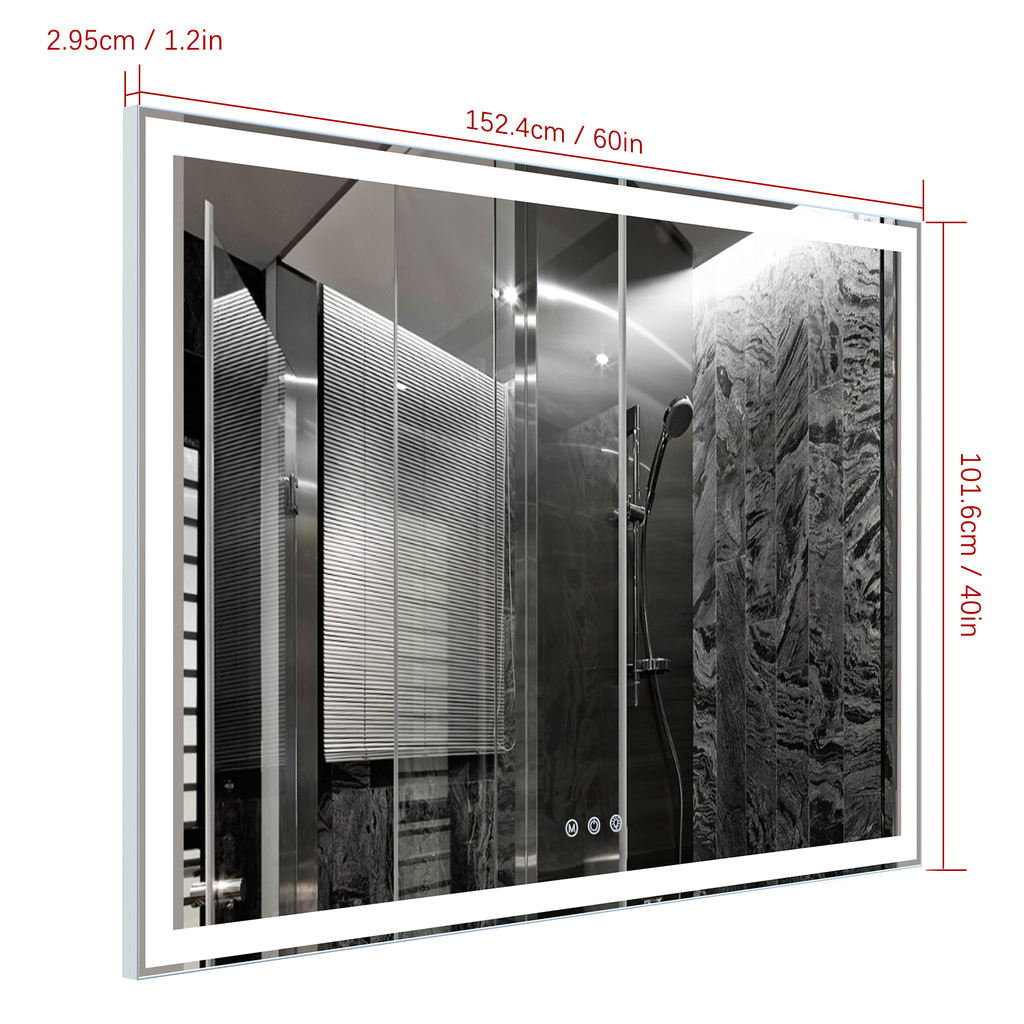 Large illuminated bathroom mirror with modern design