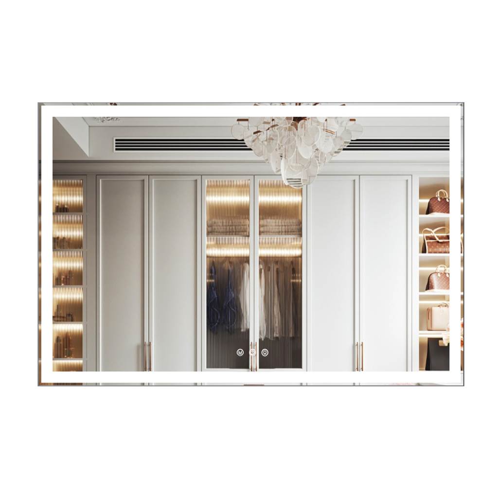 Modern illuminated bathroom mirror with a clean minimalist design