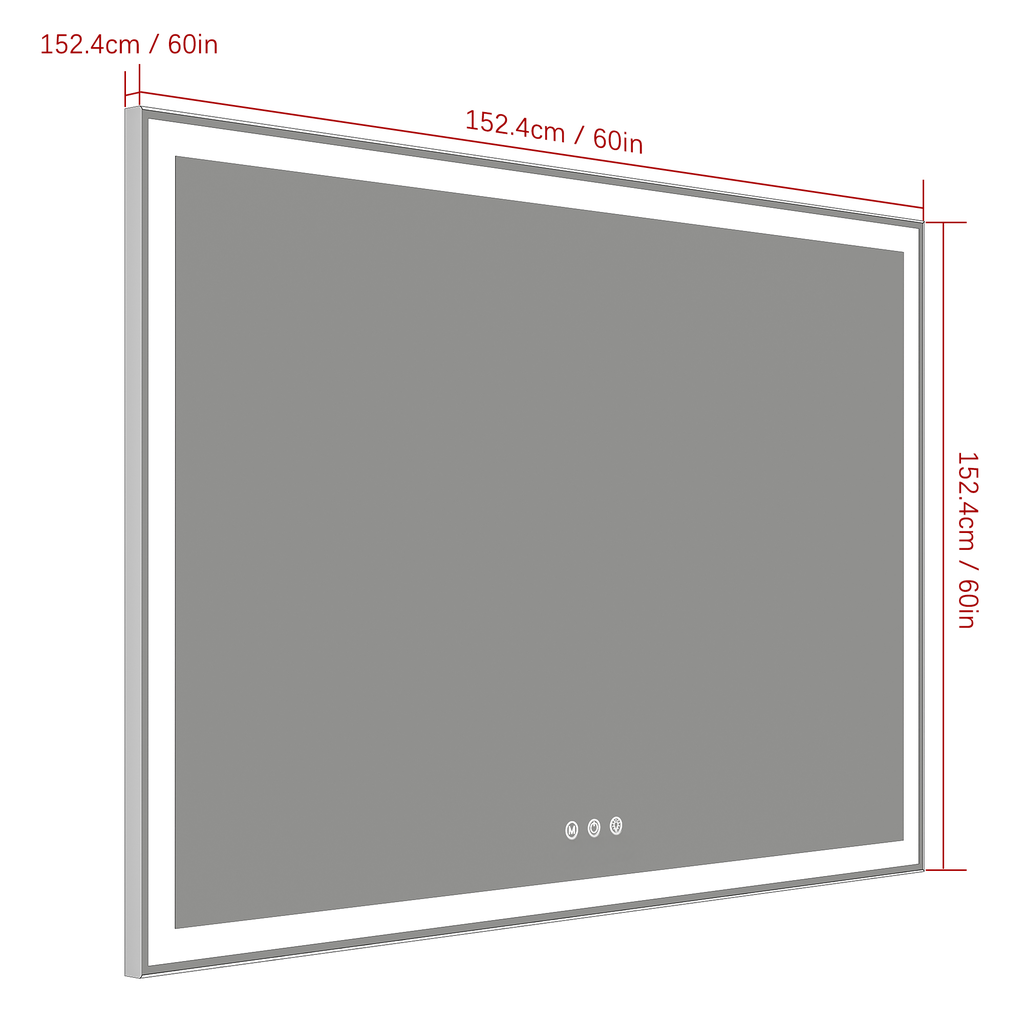 Large LED illuminated bathroom mirror