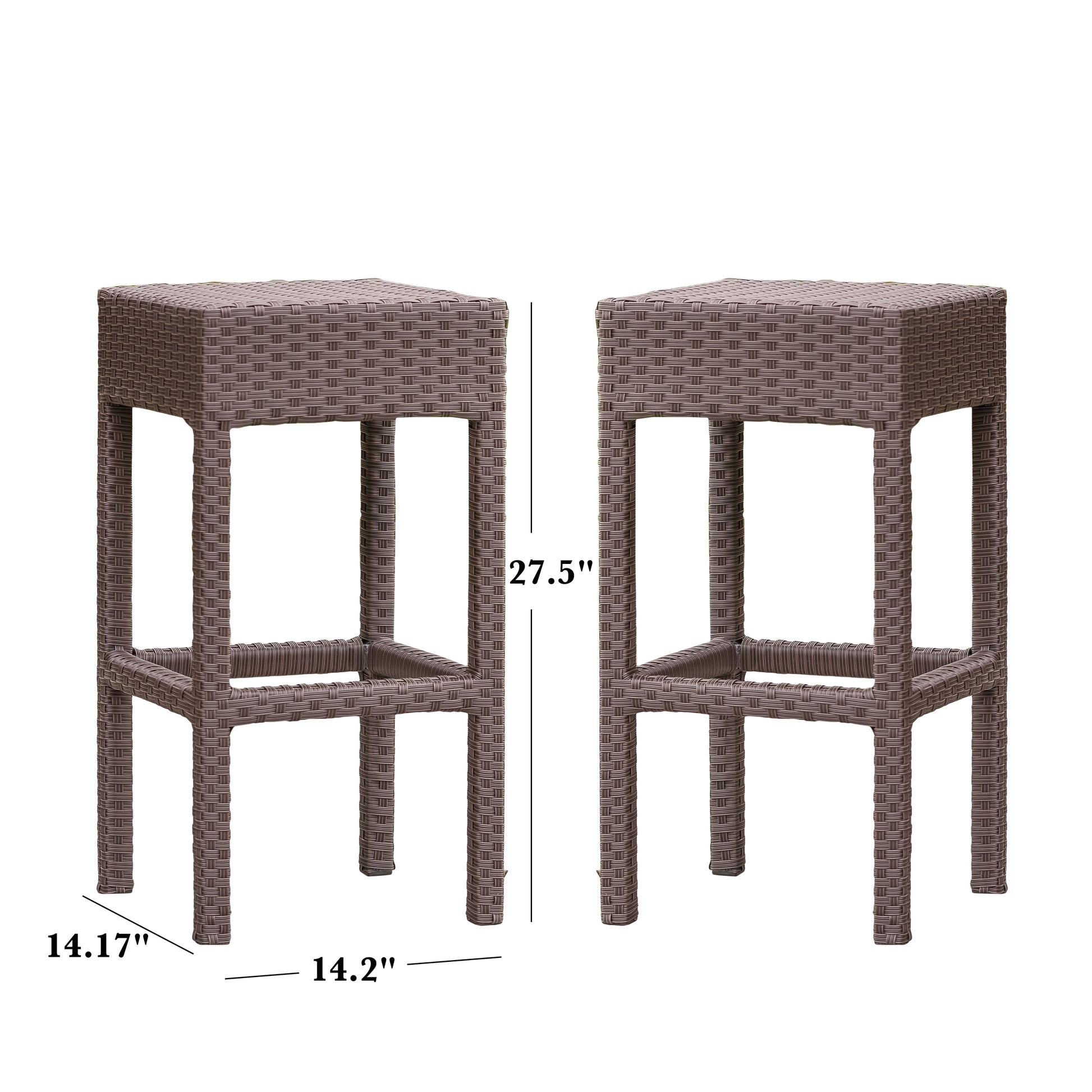 Brown wicker bar stool with inch height and woven texture