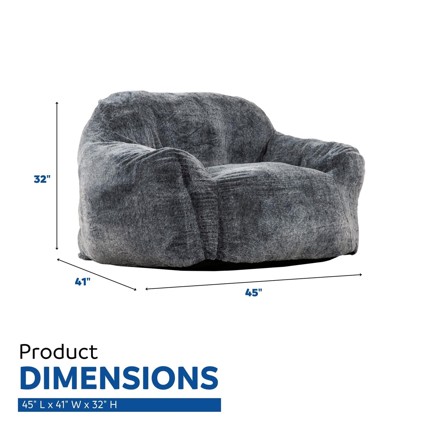 Plush grey bean bag chair with armrests perfect for gaming or lounging