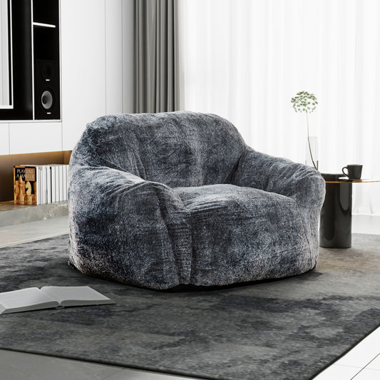 Plush grey bean bag chair for cozy modern living room comfort