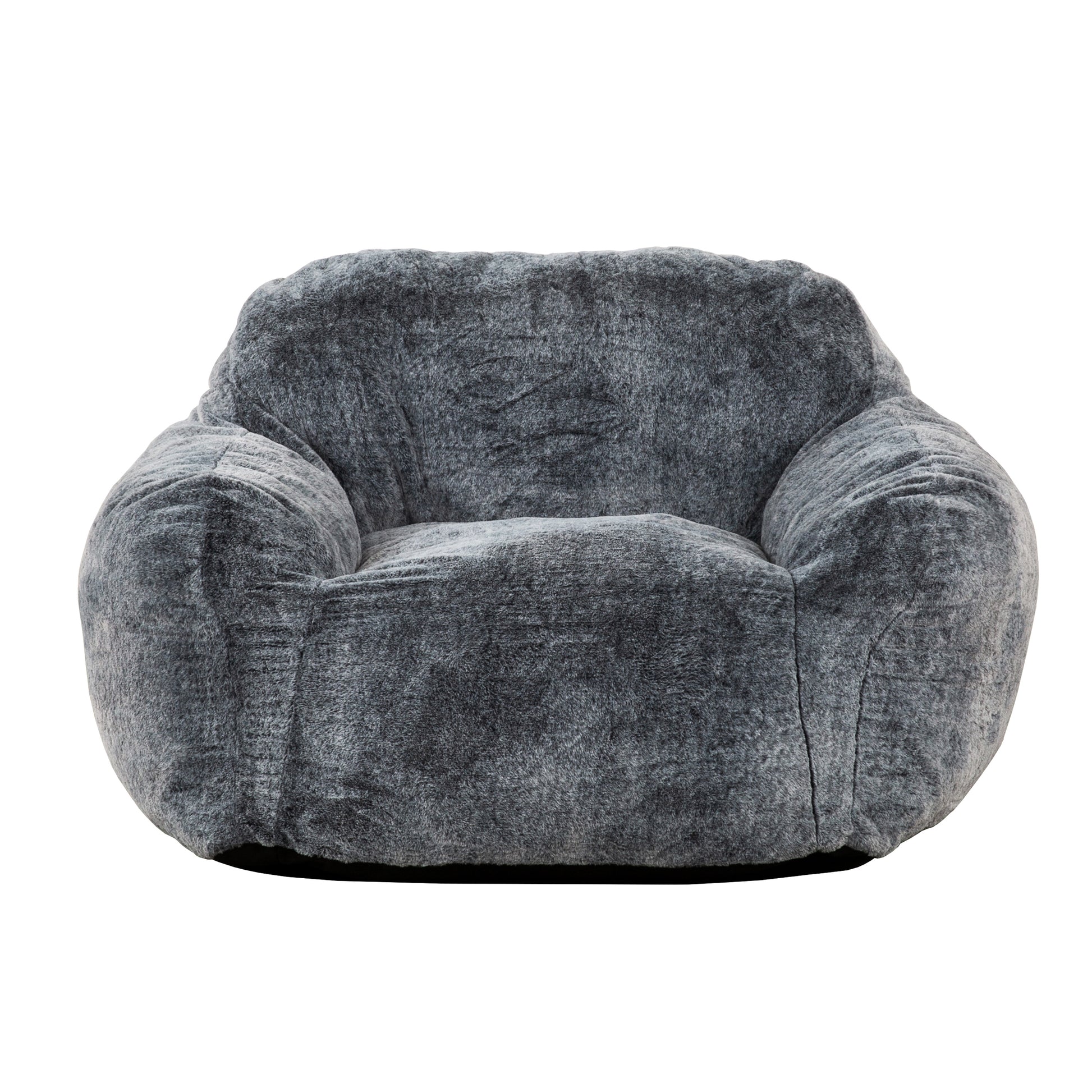 Plush grey bean bag chair soft textured fabric comfortable seating for living rooms