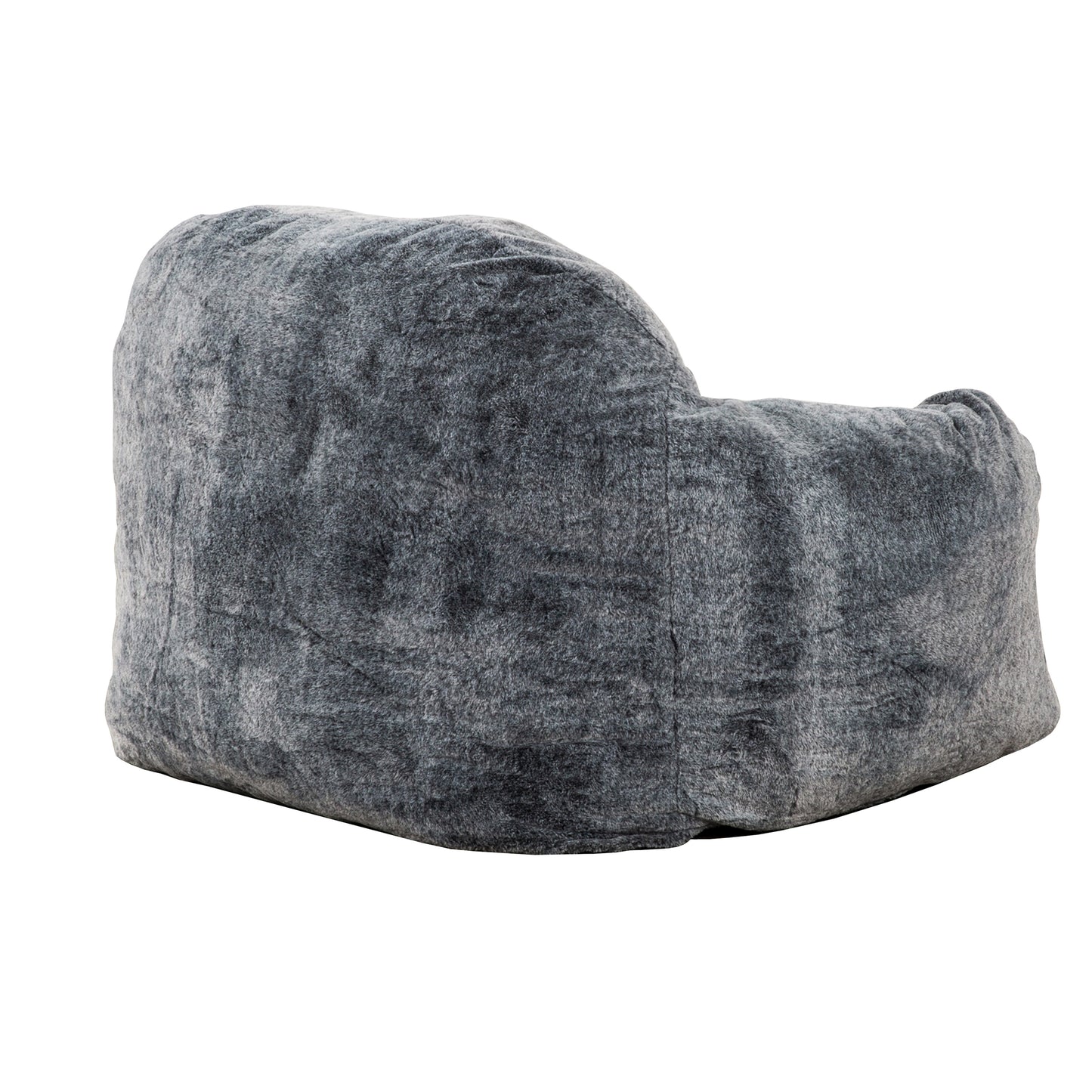 Plush charcoal gray bean bag chair with a soft textured fabric