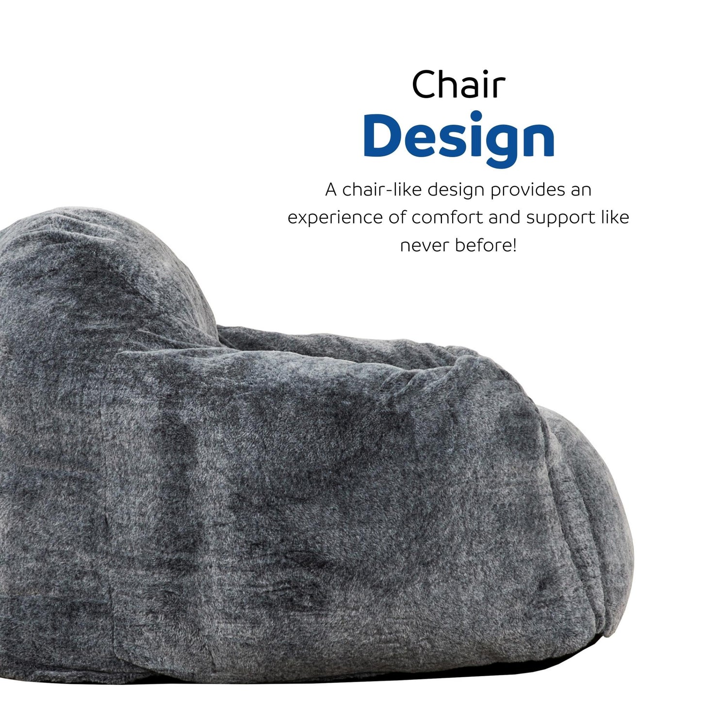Plush grey bean bag chair with a soft textured fabric for ultimate comfort
