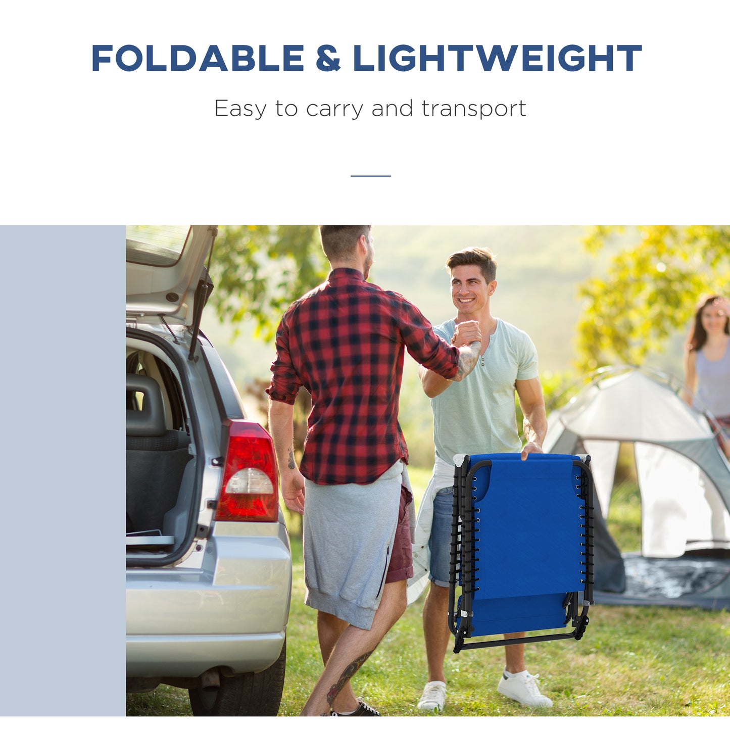 Blue folding camping chair lightweight and portable perfect for outdoor adventures