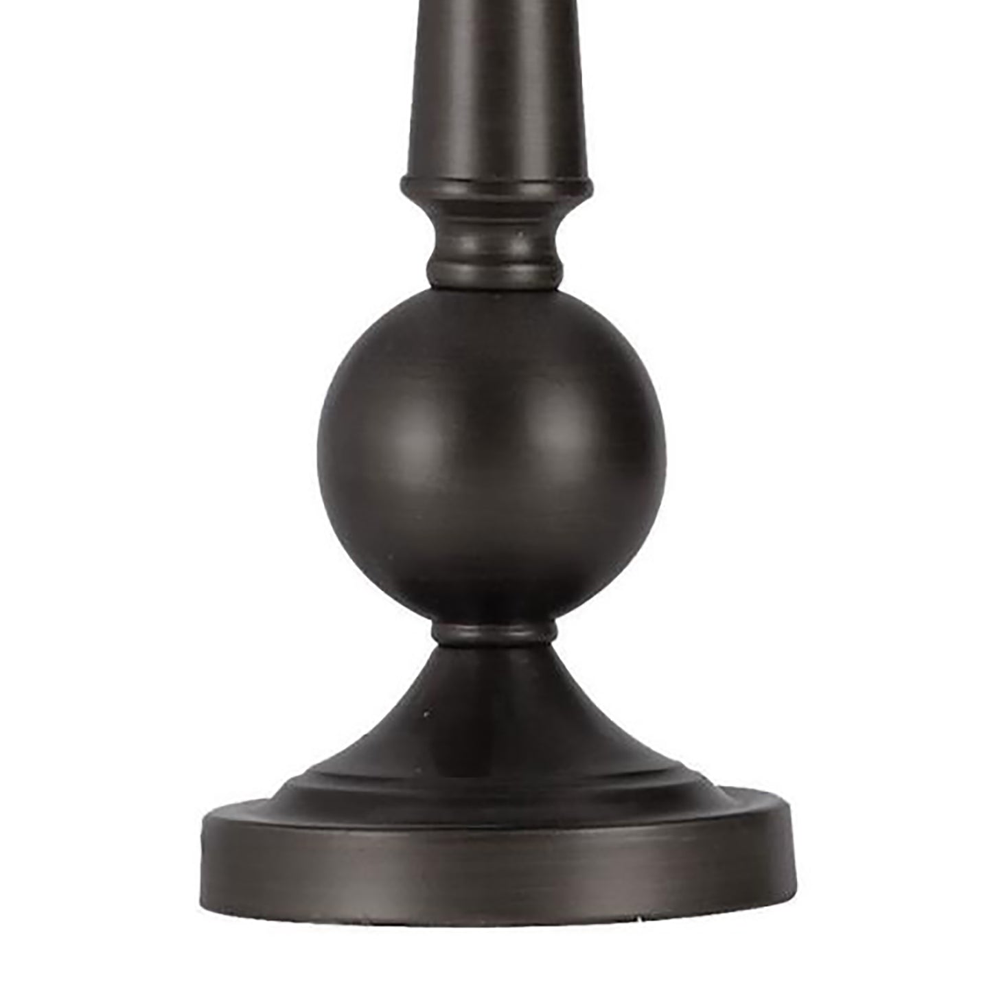 Dark bronze metal lamp base with orb accent and tiered detailing
