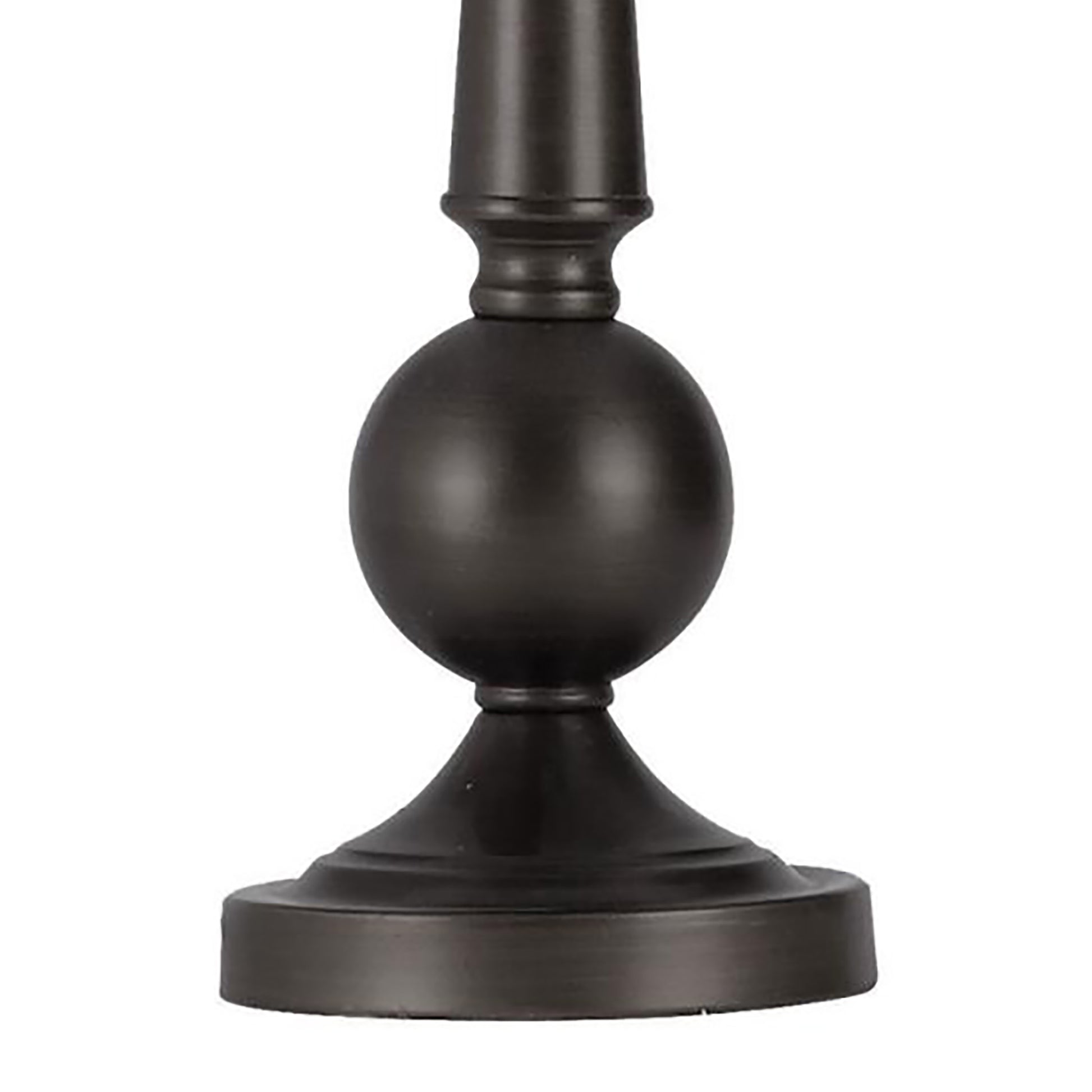 Dark bronze metal lamp base with orb accent and tiered detailing