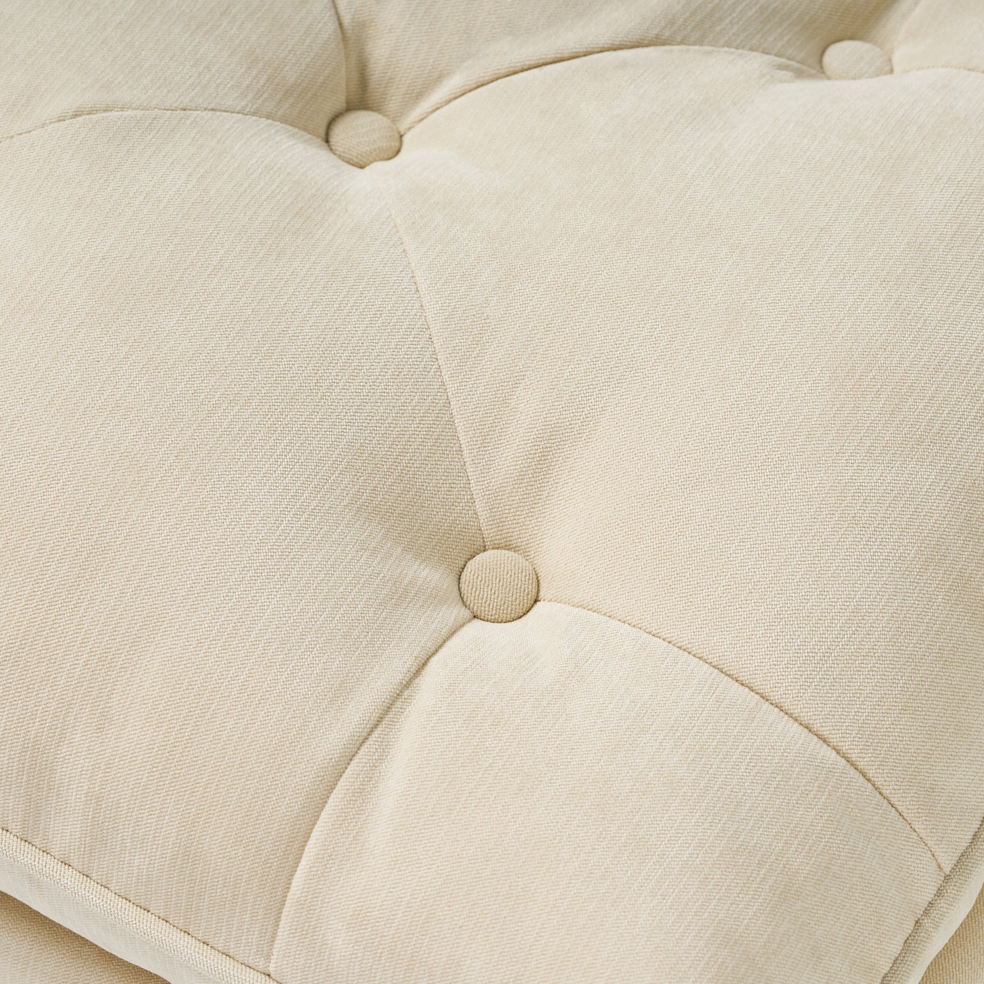 Beige tufted fabric accent pillow with button details