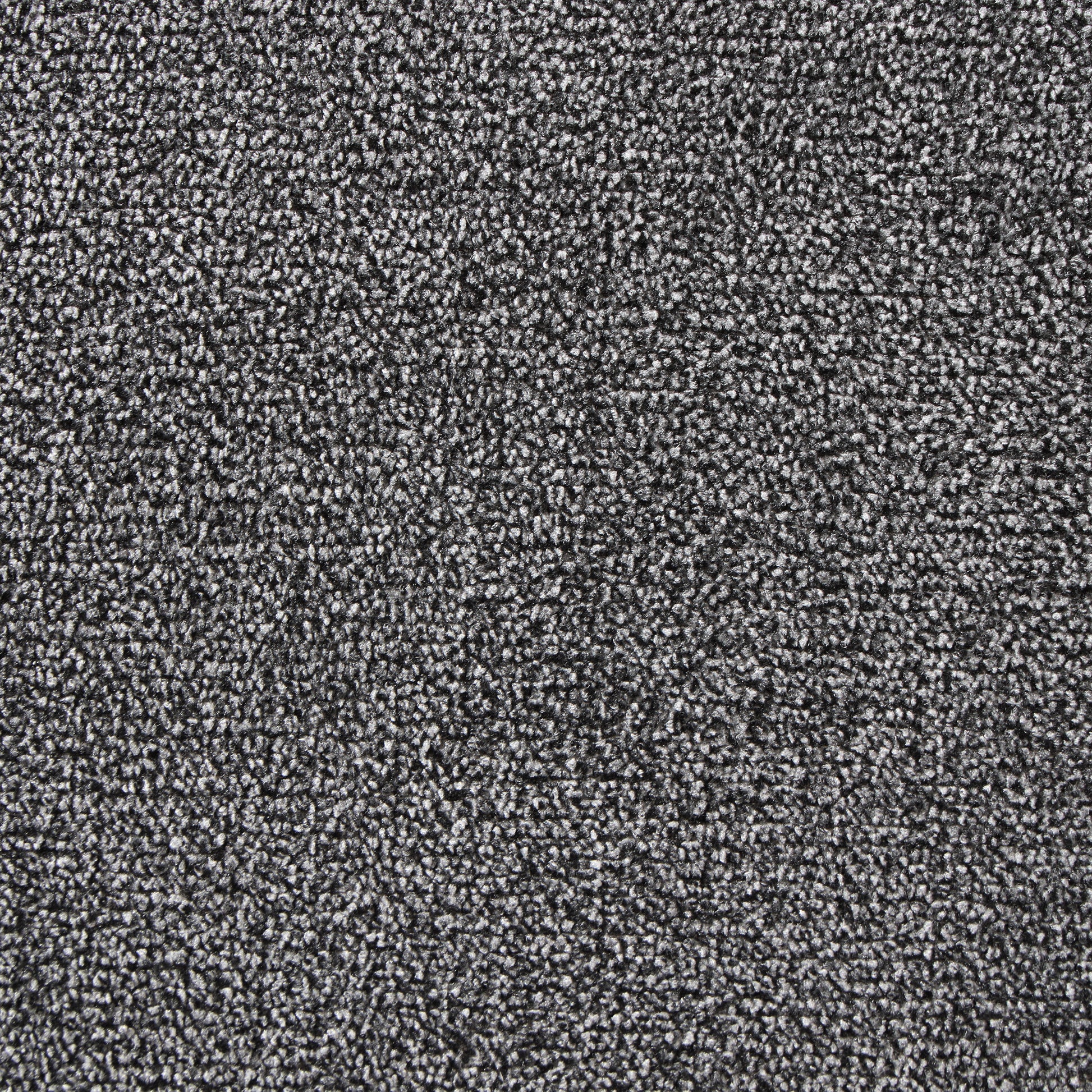 Closeup of textured loop pile charcoal grey carpet fabric