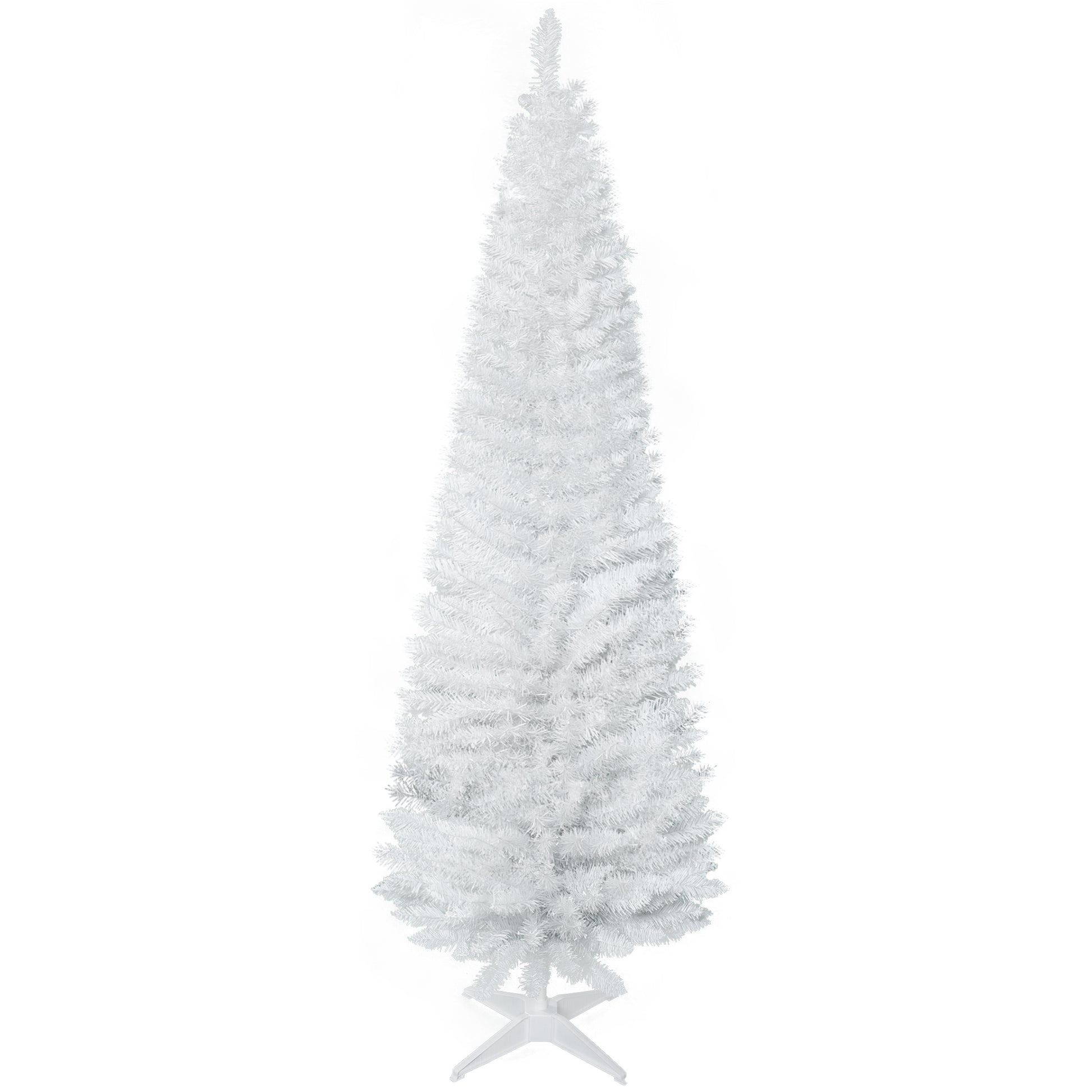 White artificial Christmas tree slender profile ideal for small spaces