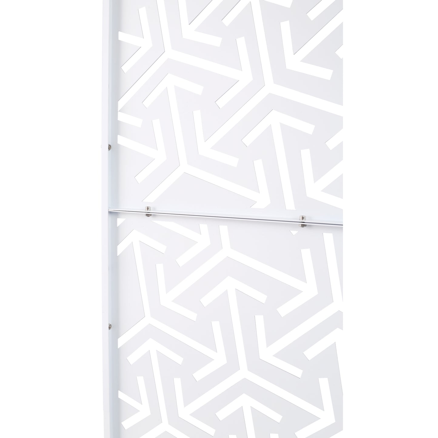 White decorative screen panel with a geometric pattern perfect for room dividers