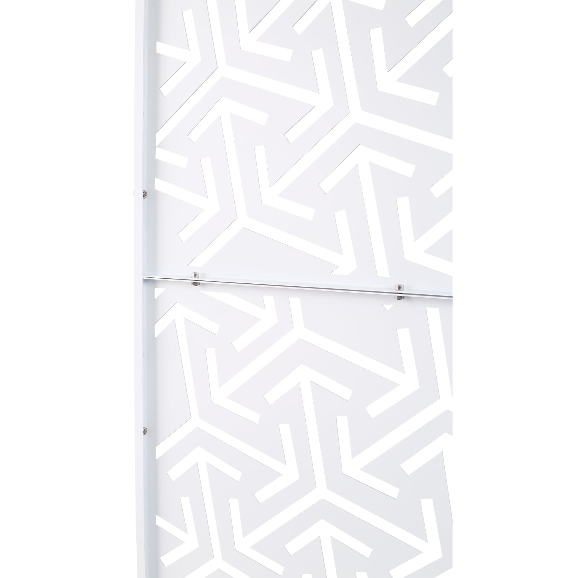 White decorative screen panel with a geometric pattern perfect for room dividers