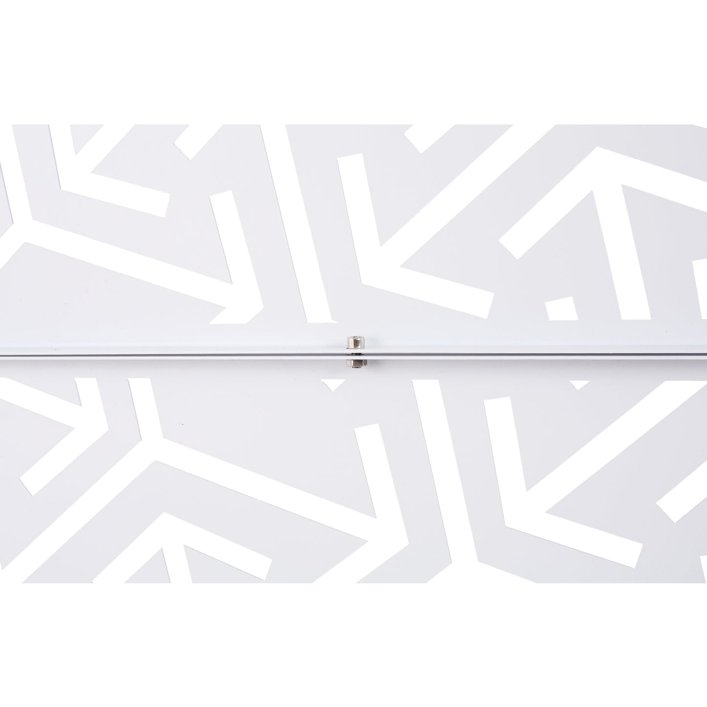 White decorative panel with a geometric cutout pattern