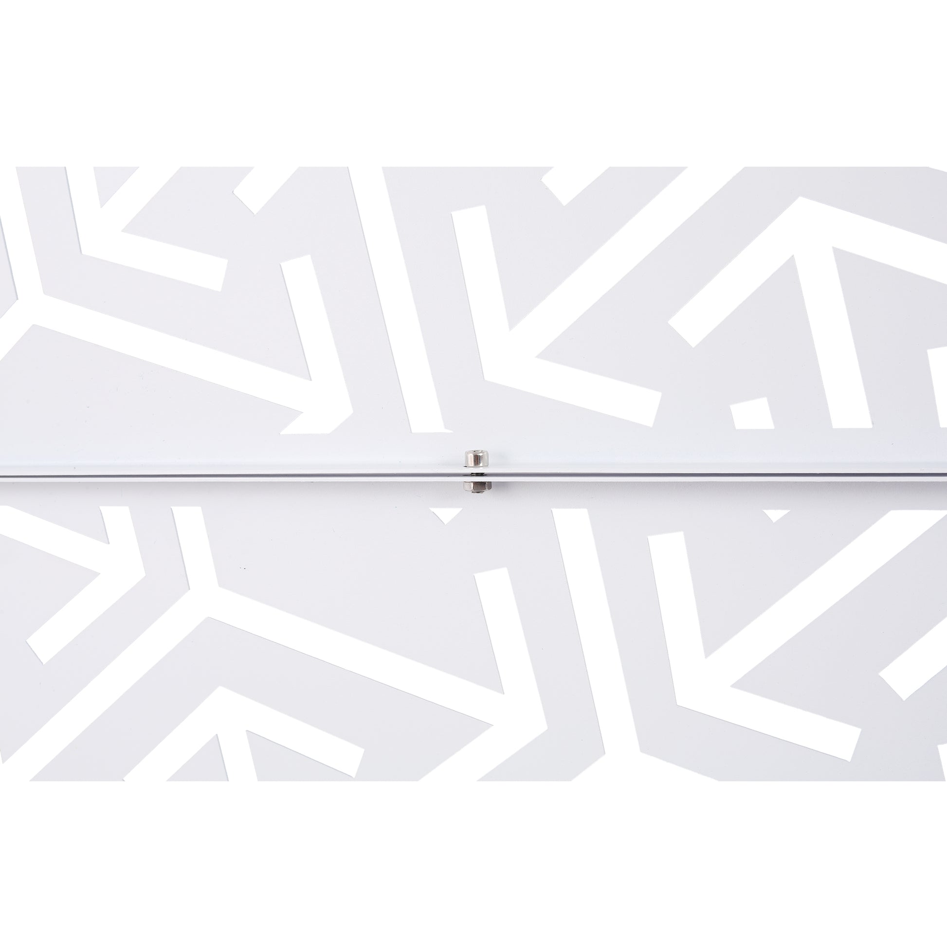 White decorative panel with a geometric cutout pattern