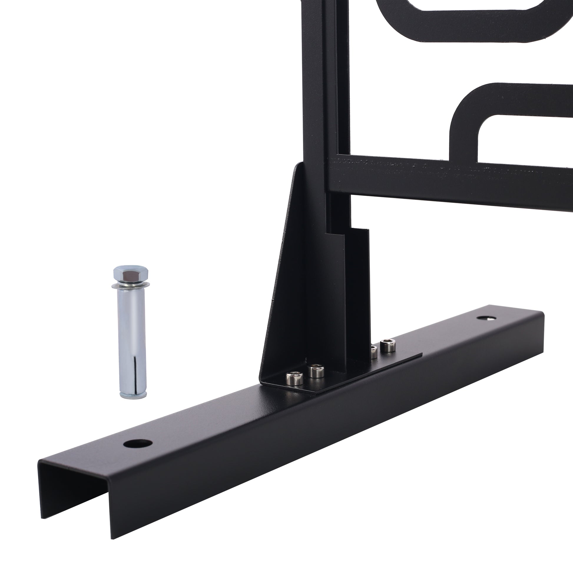 Black metal gate hinge with mounting screws for secure outdoor installation