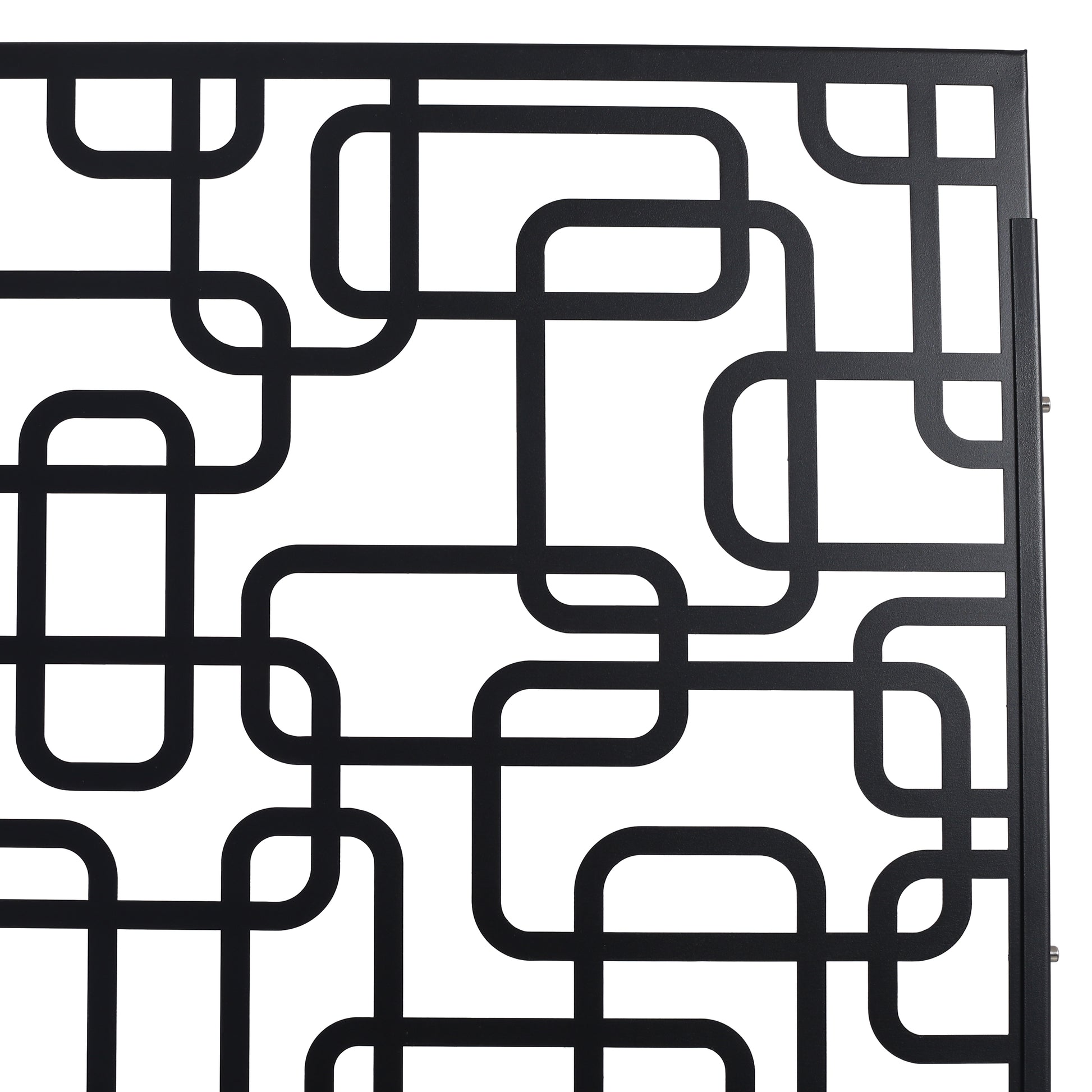Black metal decorative panel with modern abstract geometric pattern