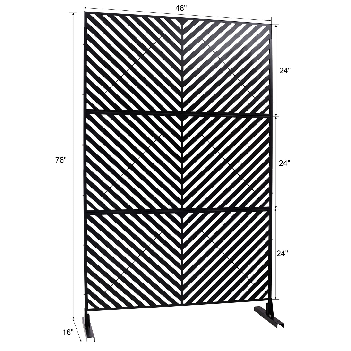 Black metal decorative screen with chevron pattern  W x  H