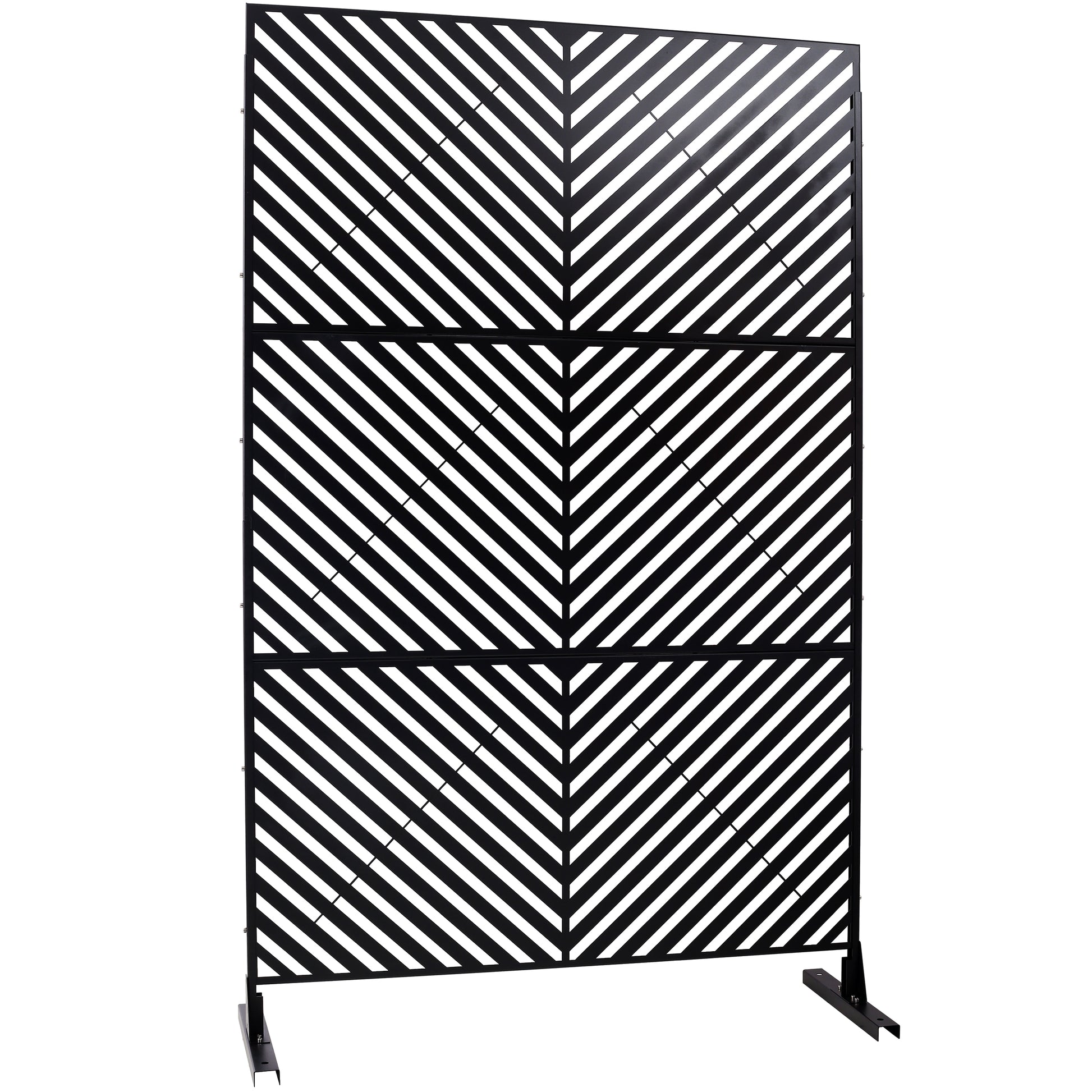Black metal decorative screen with chevron pattern modern outdoor decor