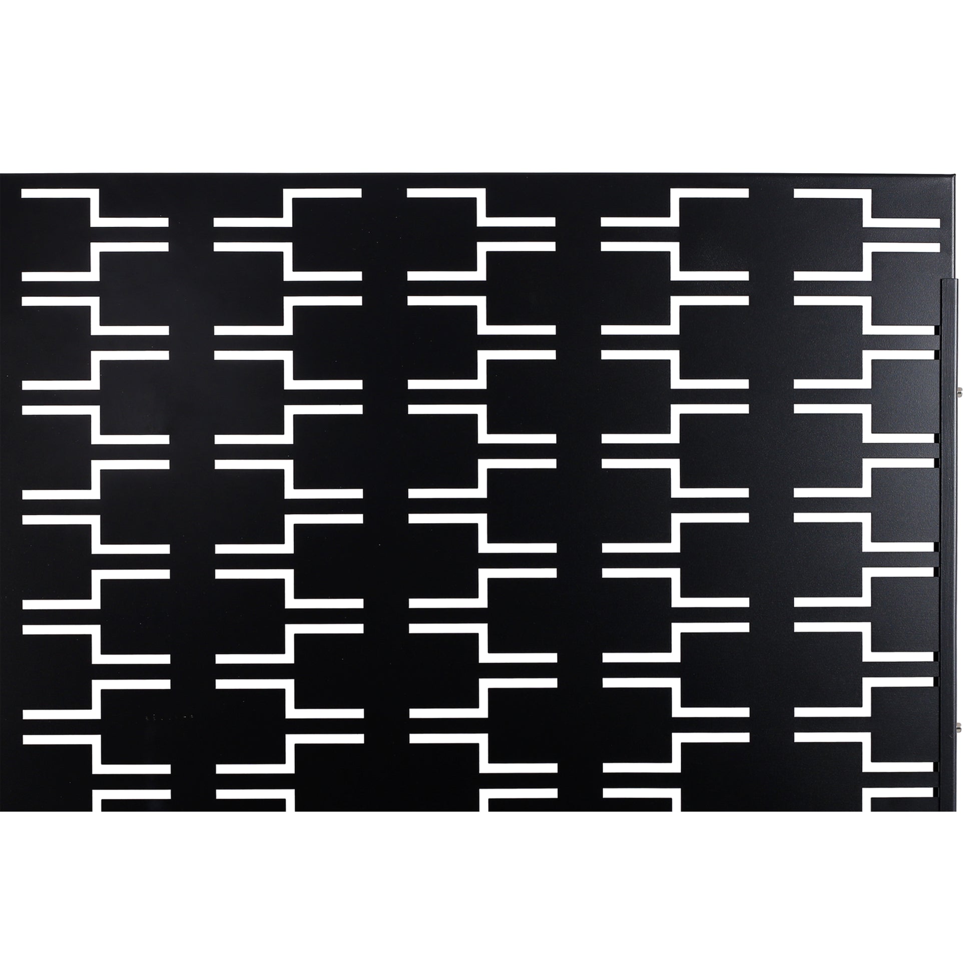 Black metal server rack panel with white abstract geometric cutout pattern U height