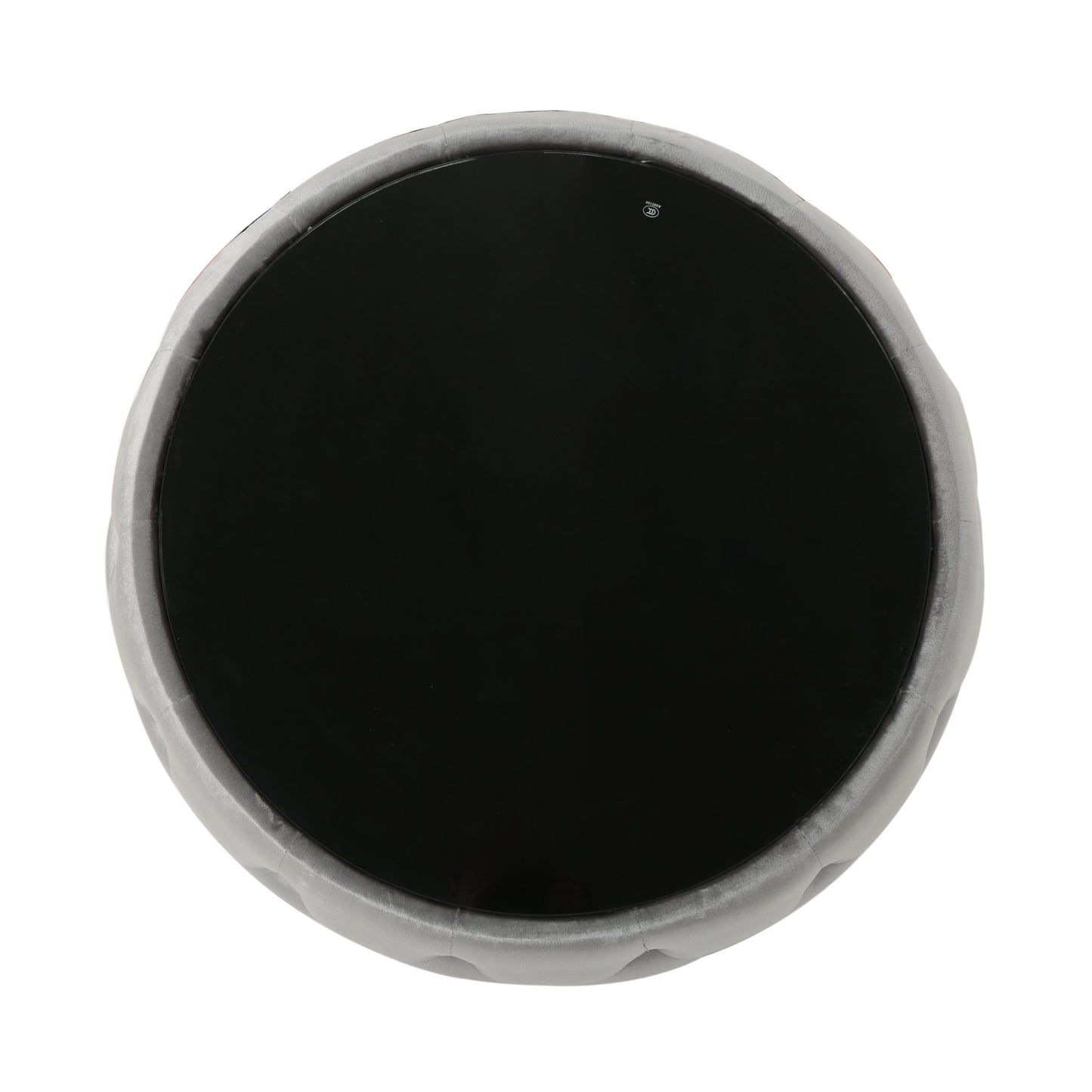 Gray velvet cushion with a black central insert
